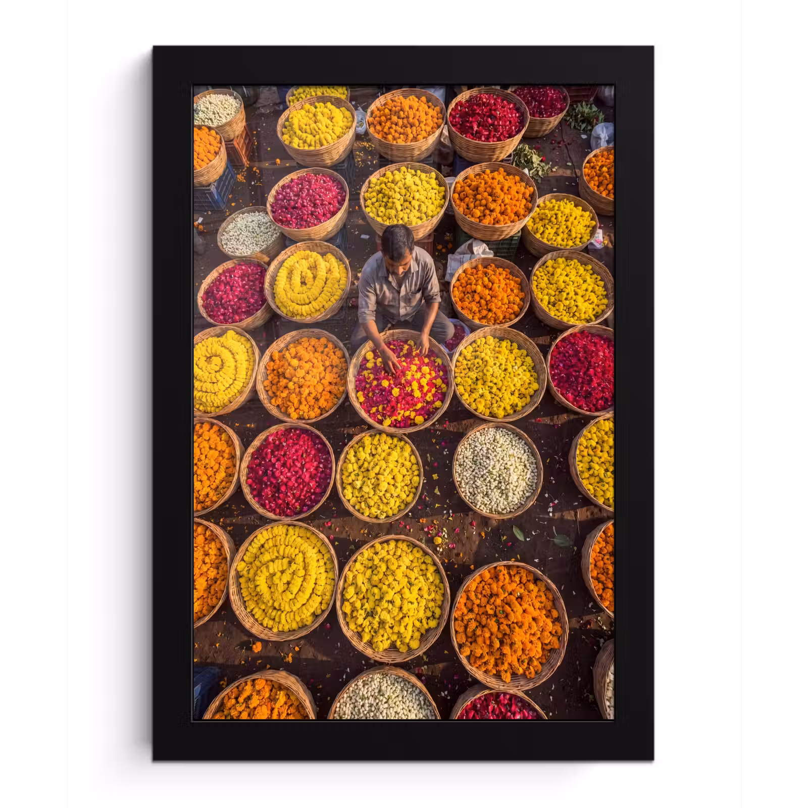 Bilder mit Rahmen - Blumen – Markt – Bunt - Bloemen - Markt - Kleurrijk fotolijst zwart zonder passe partout klein