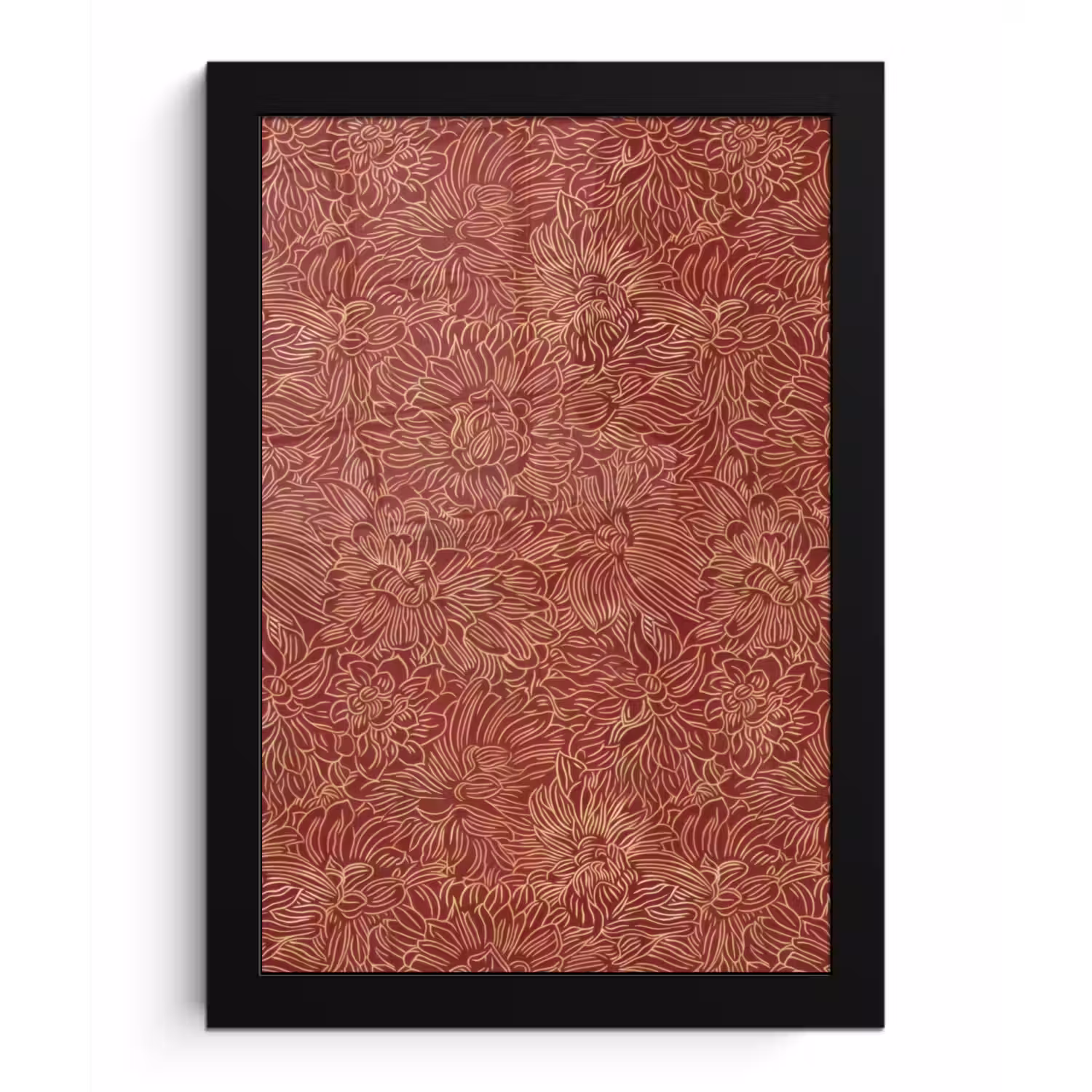 Bloemen - Motief - Rood fotolijst zwart zonder passe partout klein 224 -3d