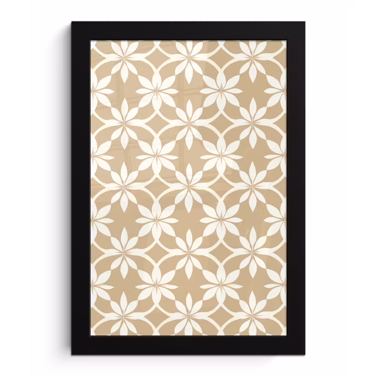 Bloemen - Patroon - Beige fotolijst zwart zonder passe partout klein 224 -3d