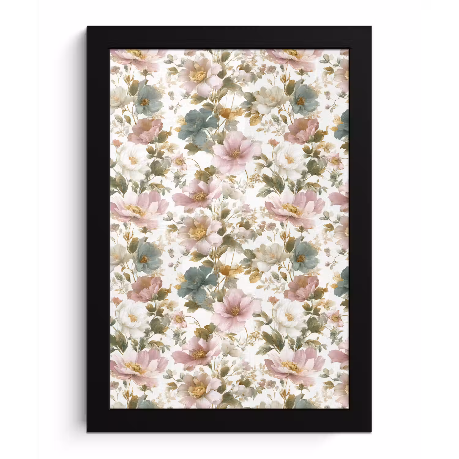 Bloemen - Patroon - Pastel fotolijst zwart zonder passe partout klein 224 -3d