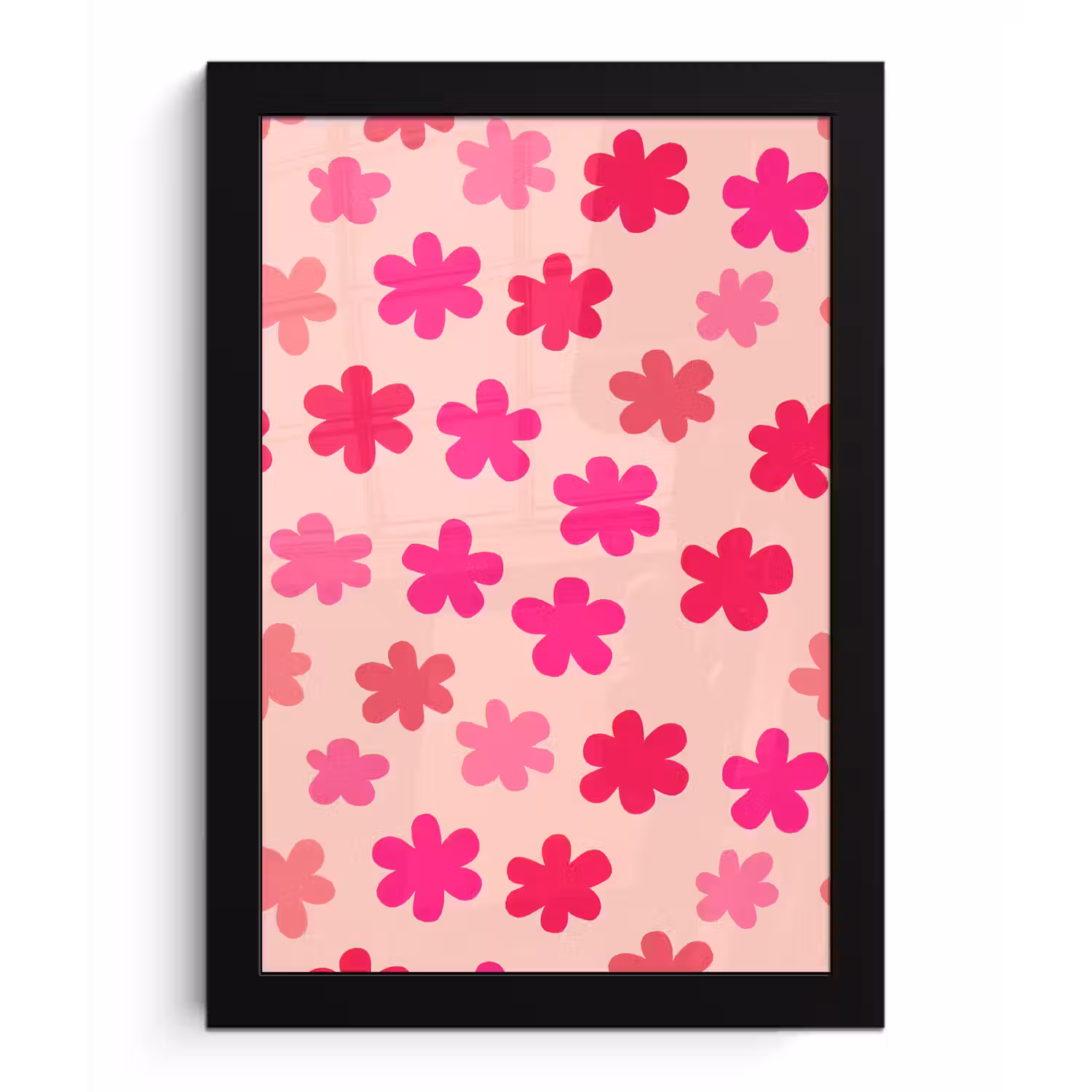 Bloemen - Patroon - Roze fotolijst zwart zonder passe partout klein -3d
