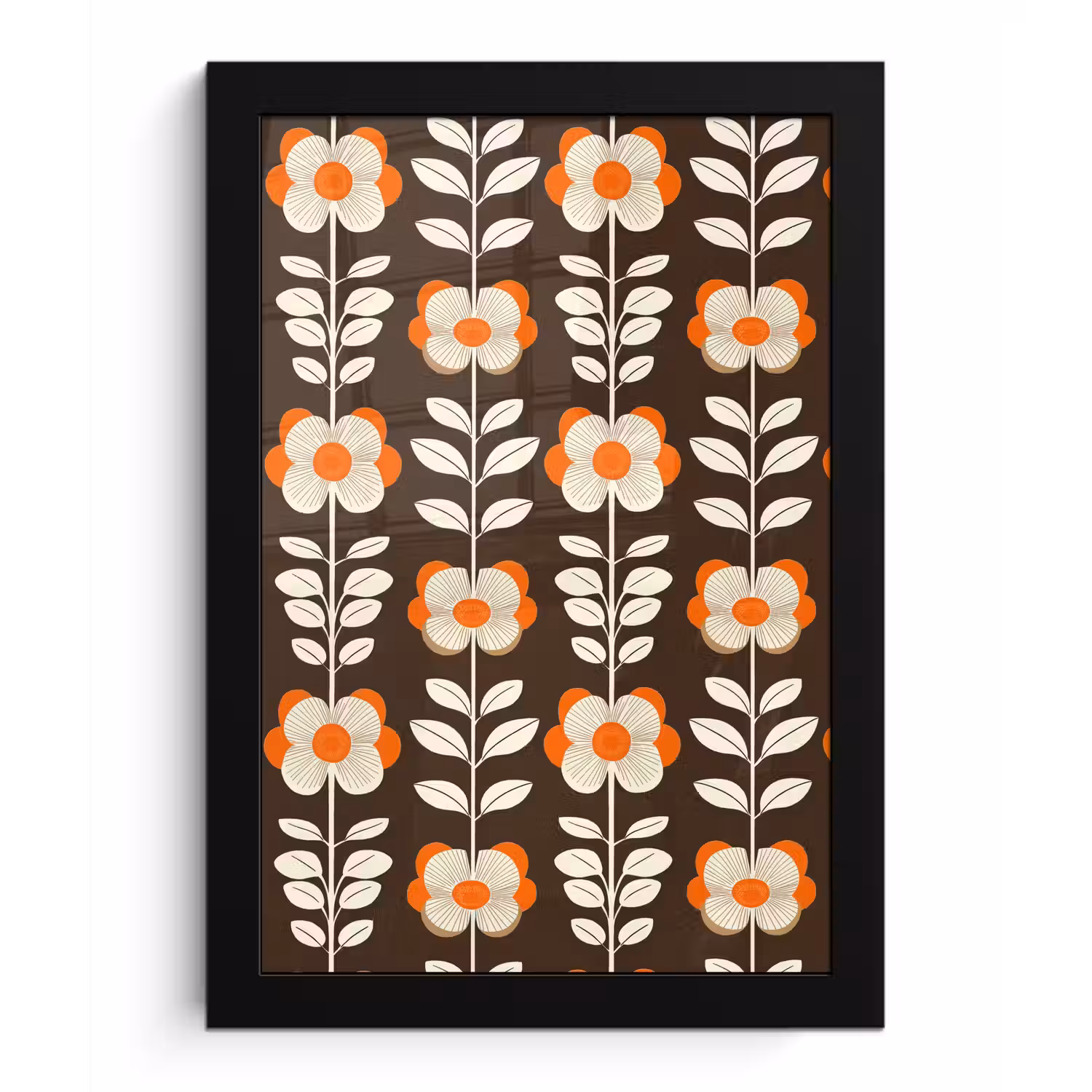 Bloemen - Retro - Bruin fotolijst zwart zonder passe partout klein 224 -3d
