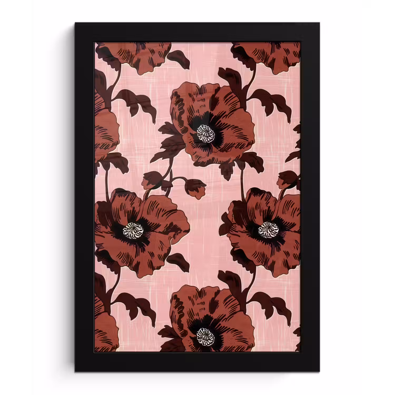 Bloemen - Retro - Rood fotolijst zwart zonder passe partout klein 224 -3d