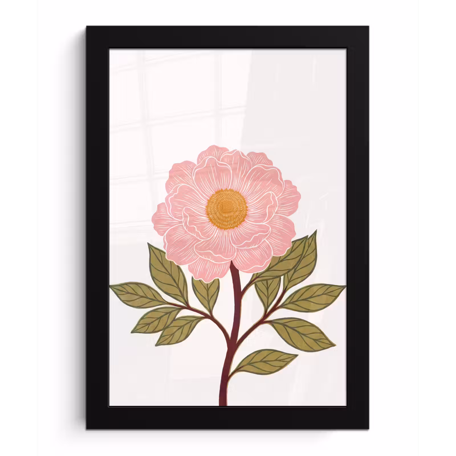 Bilder mit Rahmen - Blumen – Rosa – Illustration - Bloemen - Roze - Illustratie fotolijst zwart zonder passe partout klein