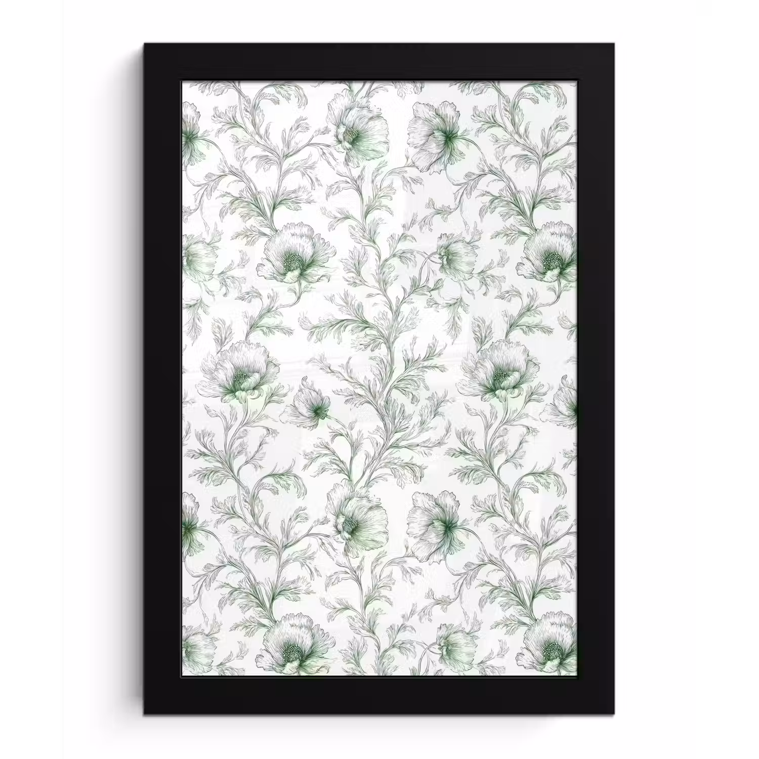 Bloemen - Getekend - Groen fotolijst zwart zonder passe partout klein 224 -3d