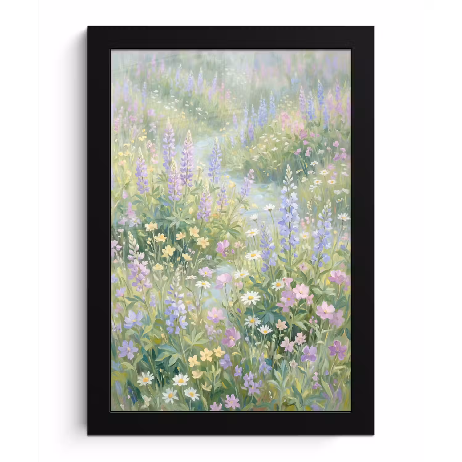 Bloemenveld - Heuvels - Kleurrijk fotolijst zwart zonder passe partout klein -3d