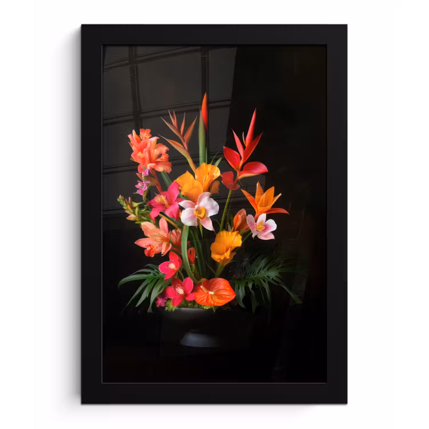 Boeket - Bloemen - Exotisch fotolijst zwart zonder passe partout klein -3d