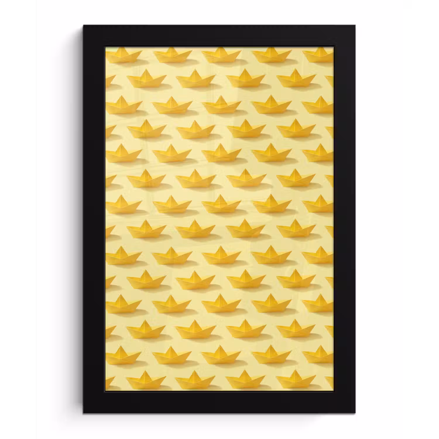Bootjes - Origami - Creatief - Geel fotolijst zwart zonder passe partout klein 224 -3d