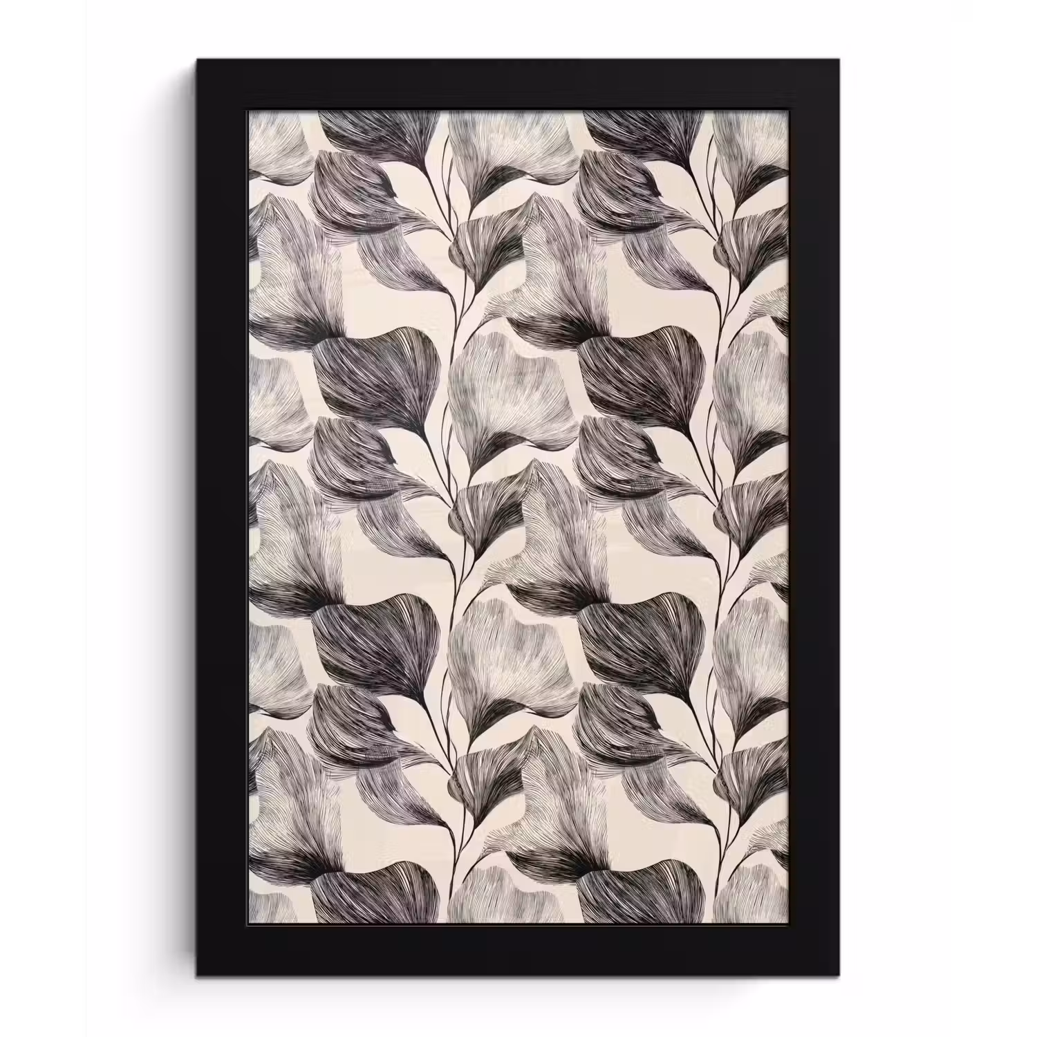 Botanisch - Bladeren - Zwart fotolijst zwart zonder passe partout klein 224 -3d
