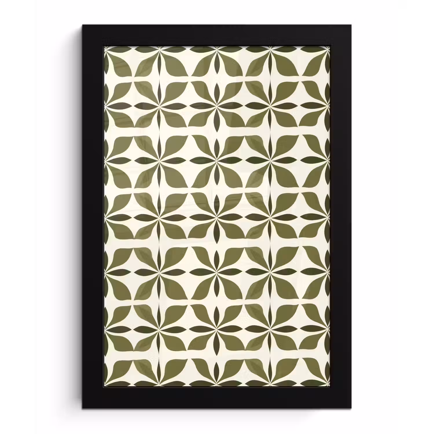 Botanisch - Retro - Groen fotolijst zwart zonder passe partout klein 224 -3d