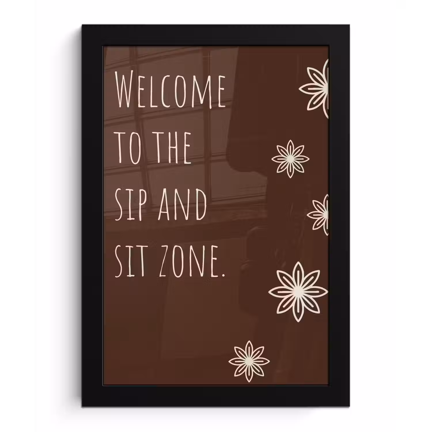 Bruin - Quote - Bloemen - Zomer fotolijst zwart zonder passe partout klein -3d