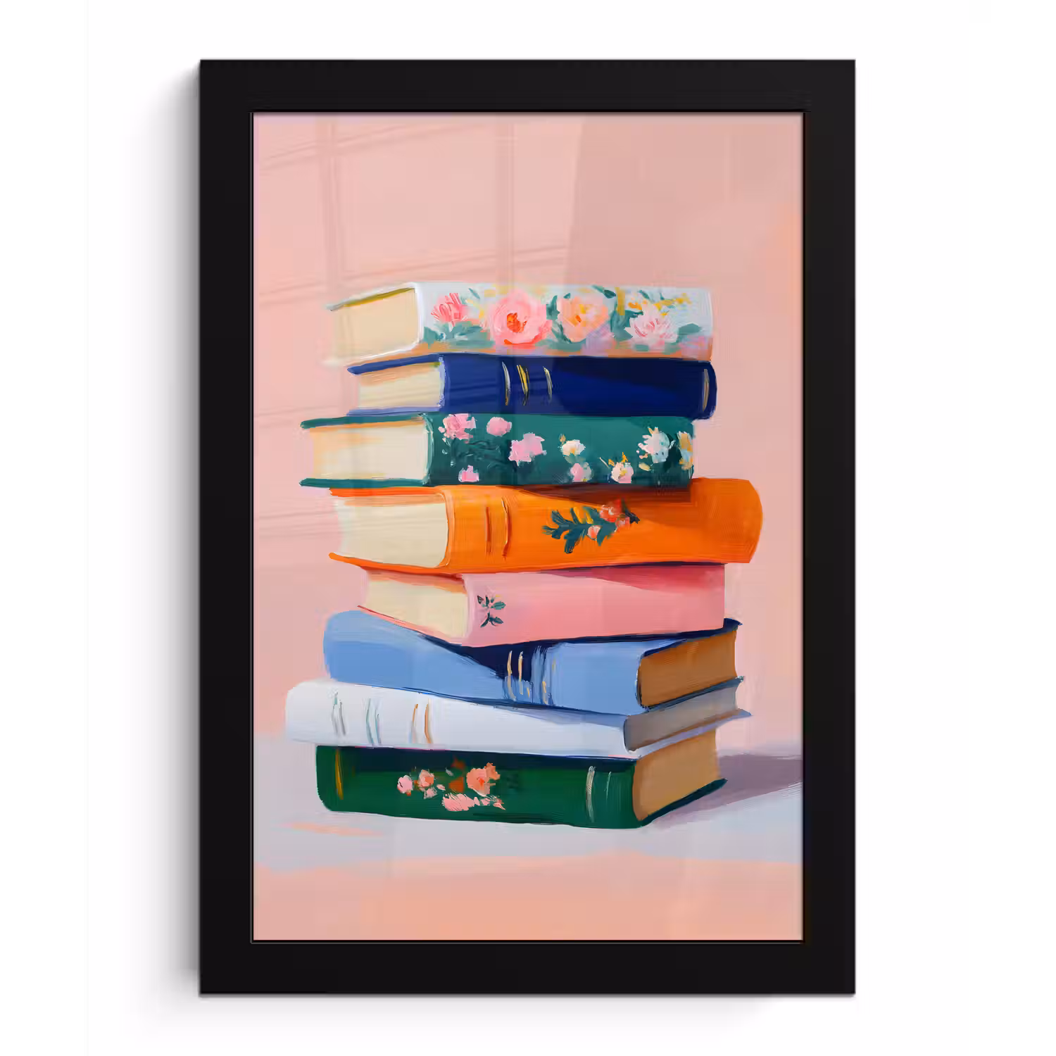 Boeken - Stapel - Kleurrijk fotolijst zwart zonder passe partout klein -3d
