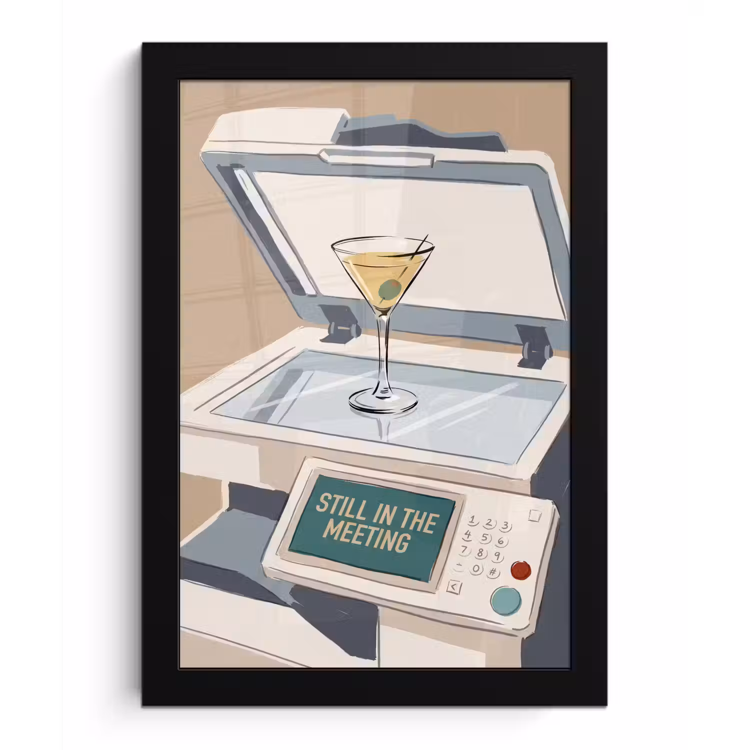 Kantoor - Drank - Humor - Illustratie fotolijst zwart zonder passe partout klein -3d