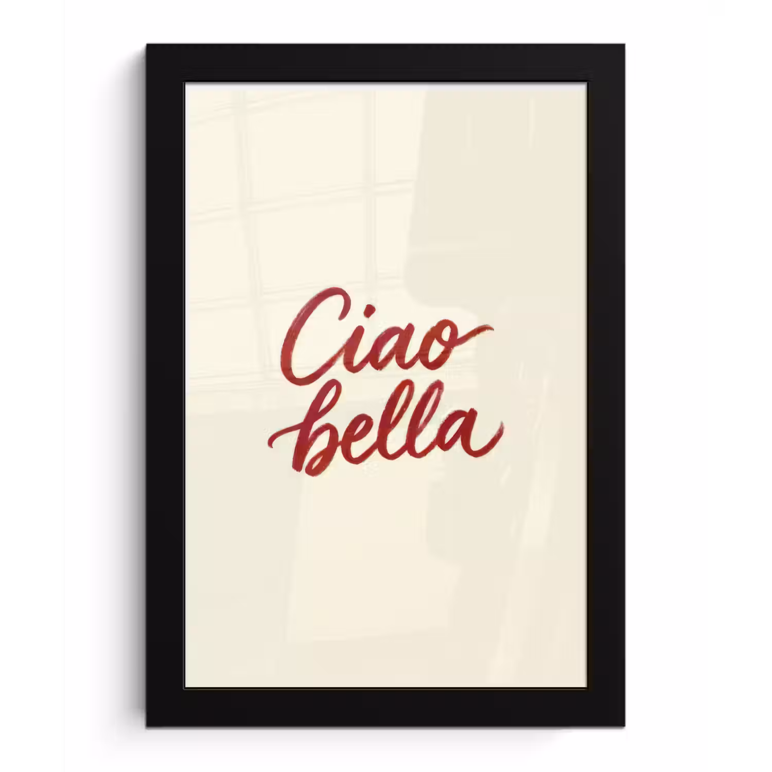 Ciao bella - Rood - Wit - Minimalistisch fotolijst zwart zonder passe partout klein -3d