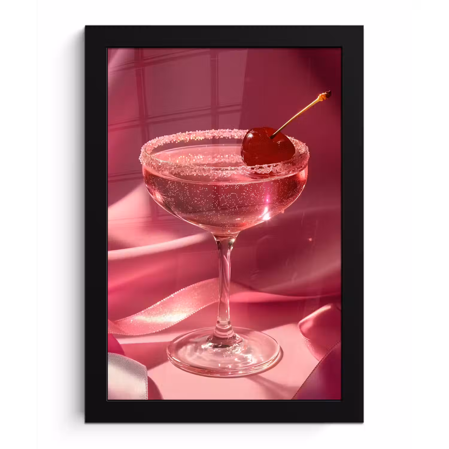Cocktail - Pink - Luxe fotolijst zwart zonder passe partout klein -3d