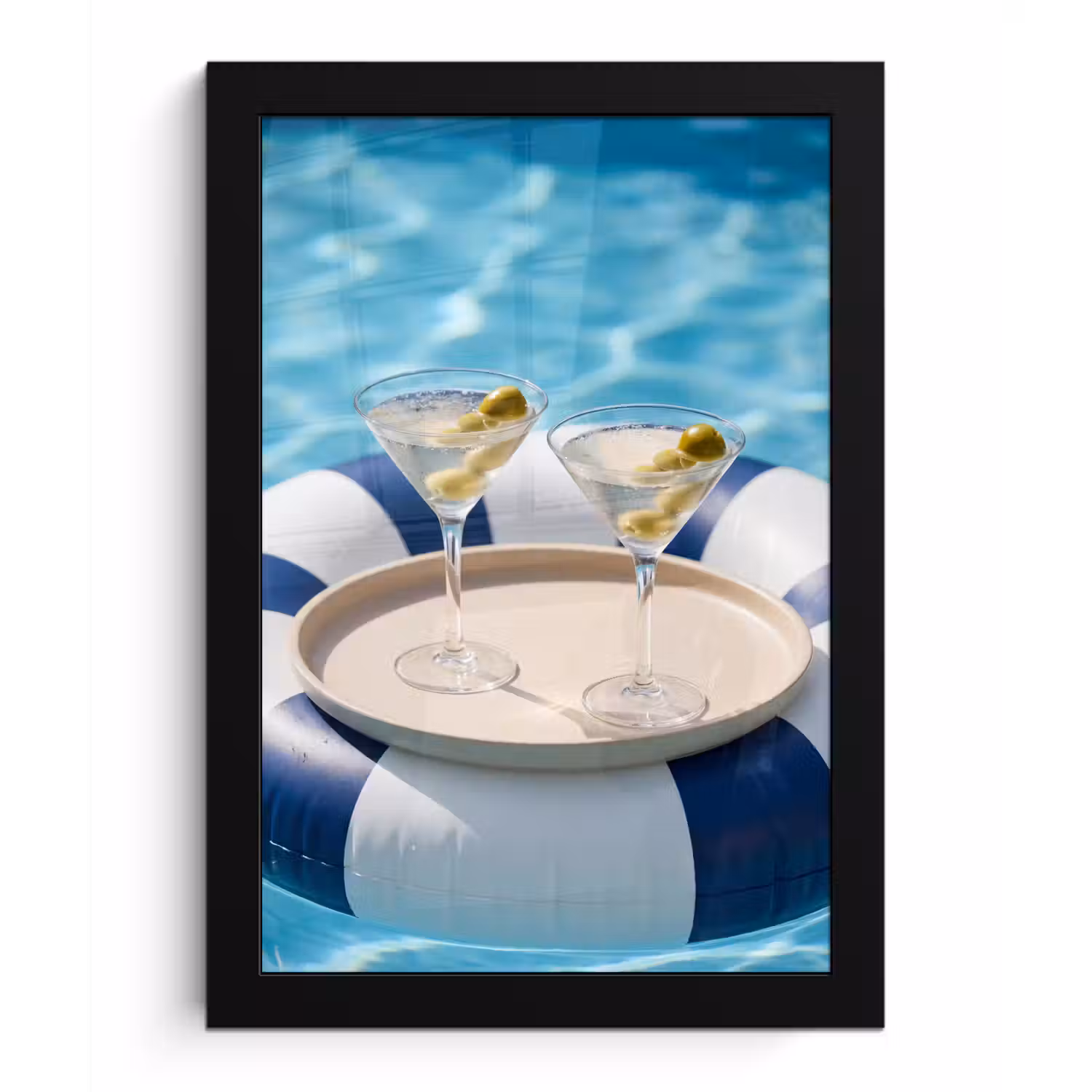 Cocktail - Zwembad - Zomer - Blauw fotolijst zwart zonder passe partout klein -3d