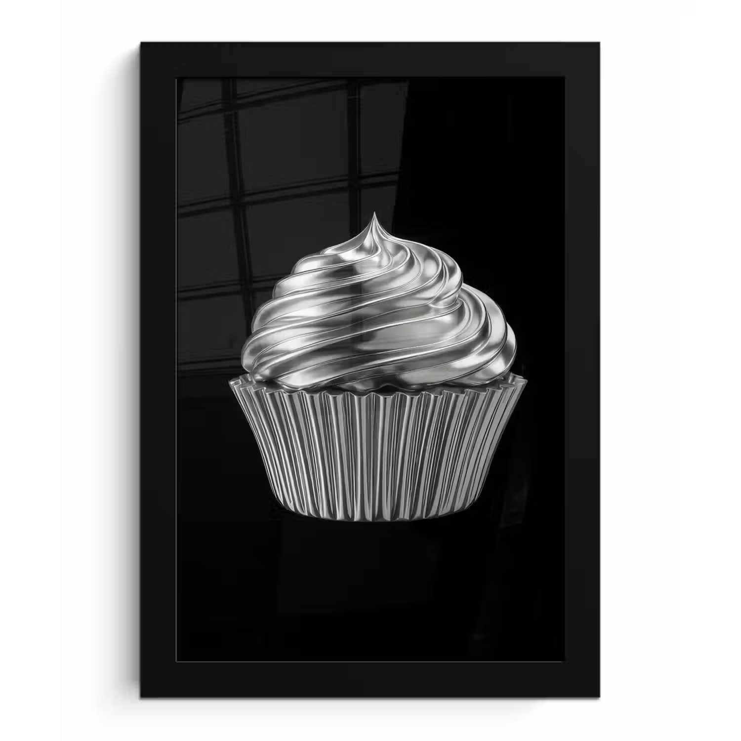 Cupcake - Luxueus - Zilver fotolijst zwart zonder passe partout klein -3d