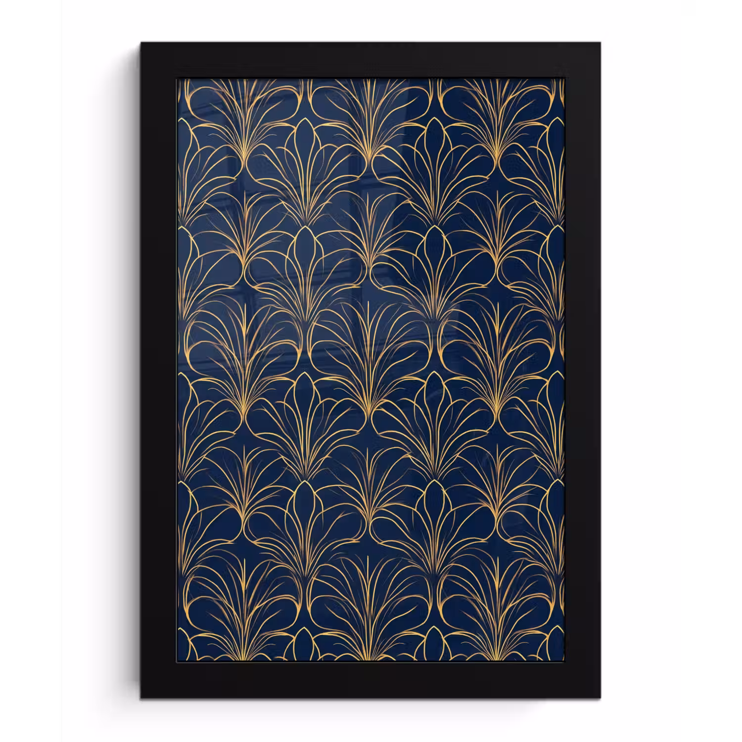 Deco - Waaier - Blauw fotolijst zwart zonder passe partout klein 224 -3d