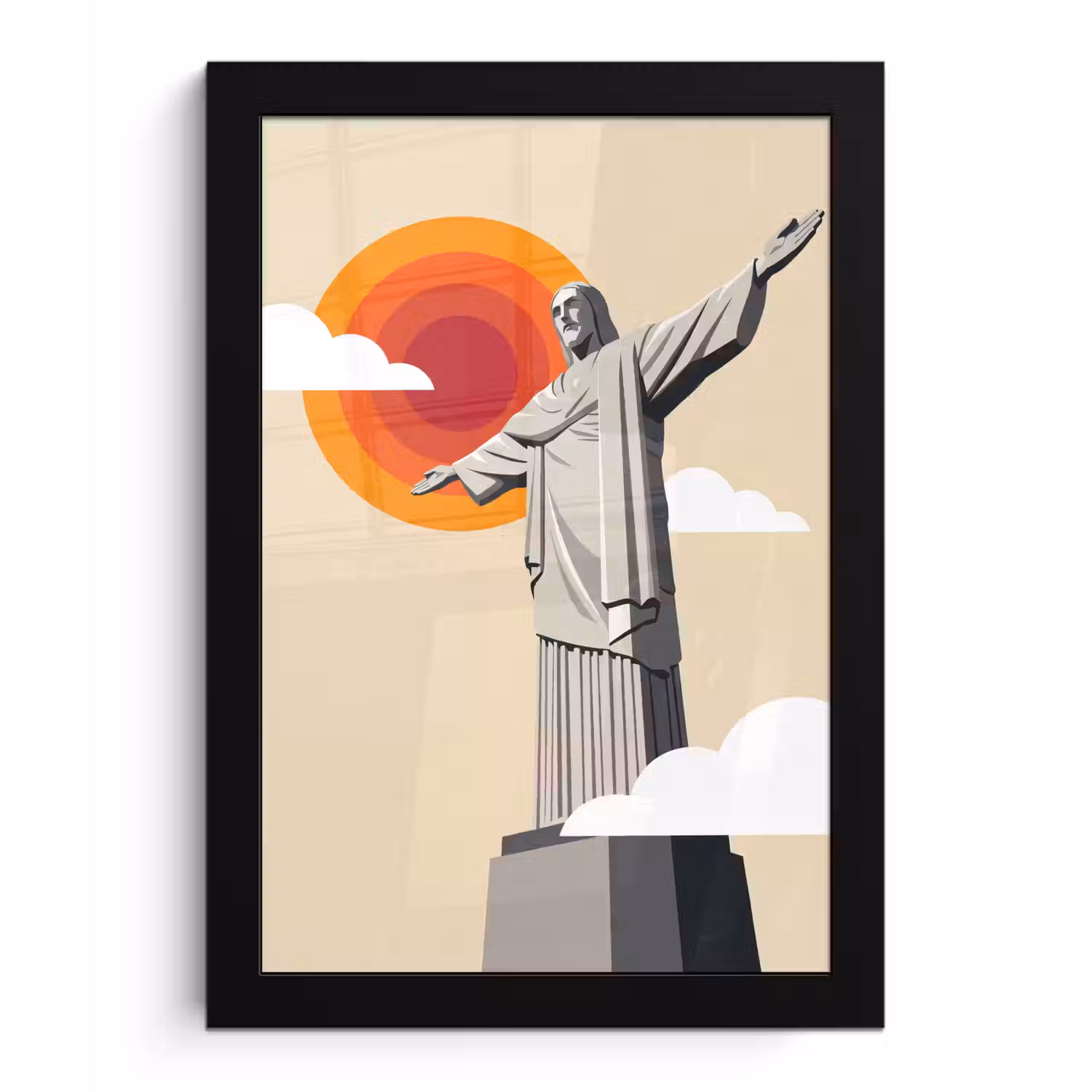 Monument - Stad - Zonsondergang - Minimalistisch - Oranje fotolijst zwart zonder passe partout klein -3d
