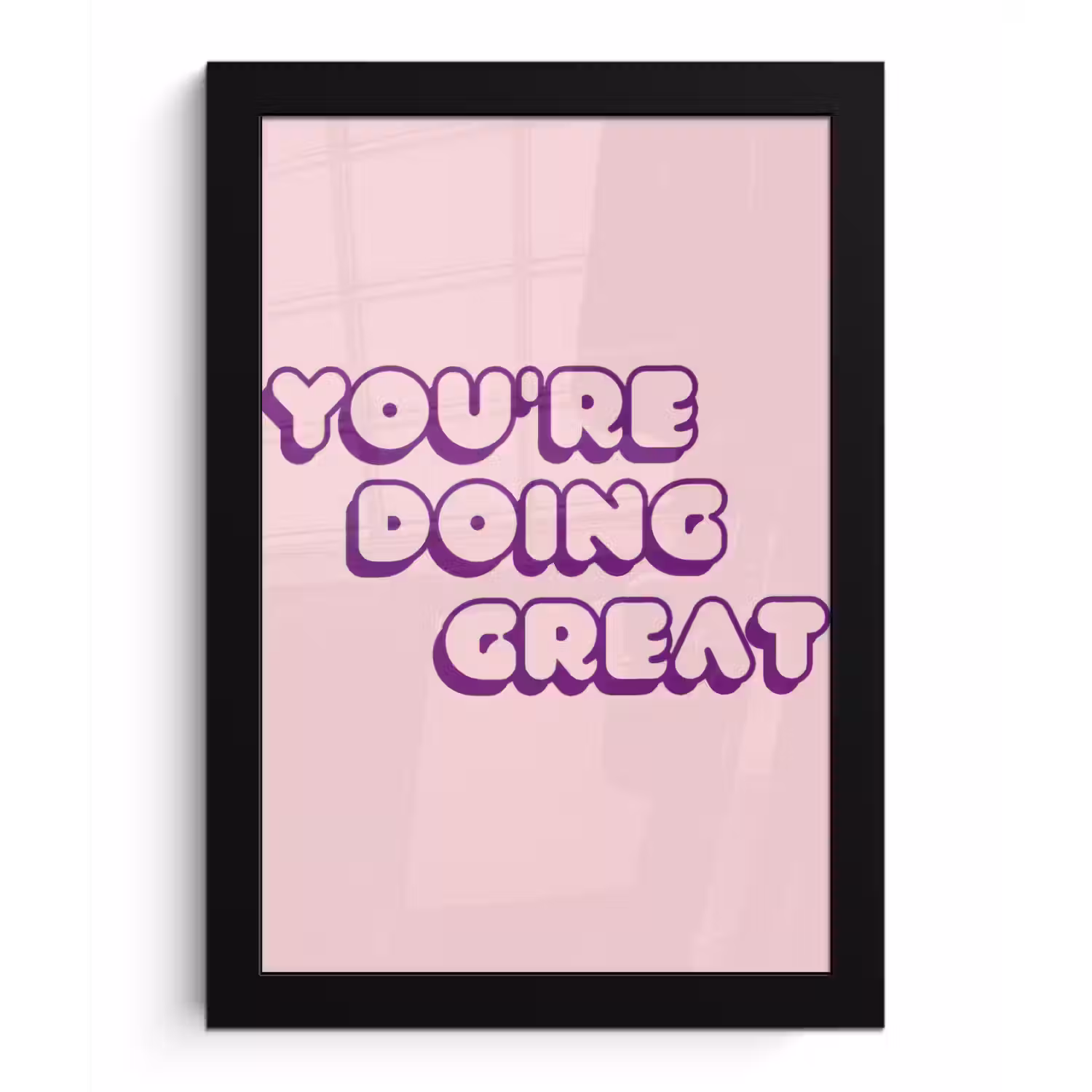You're doing great - Roze - Bubble letters fotolijst zwart zonder passe partout klein -3d