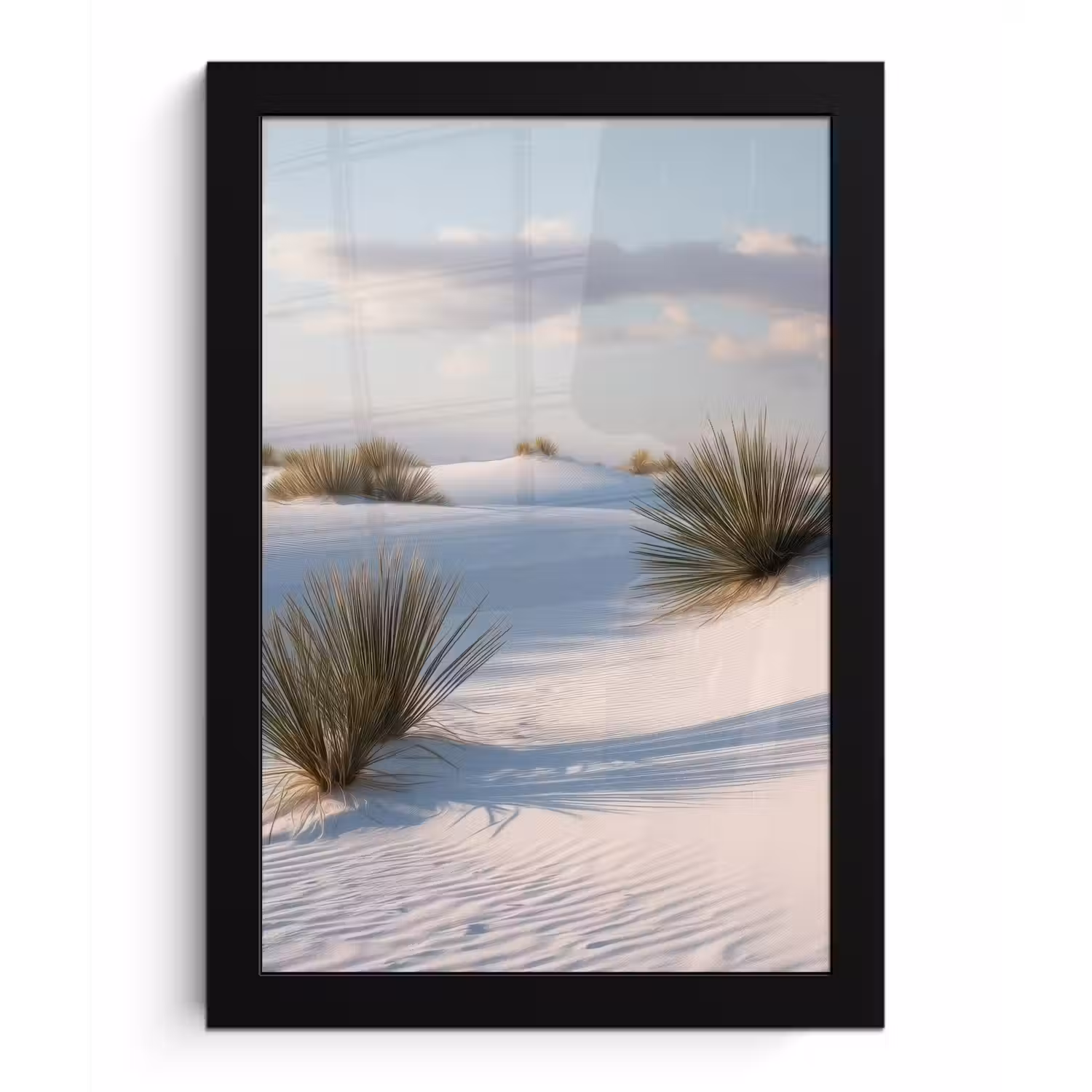 Duinen - Gras - Wolken - Beige fotolijst zwart zonder passe partout klein -3d