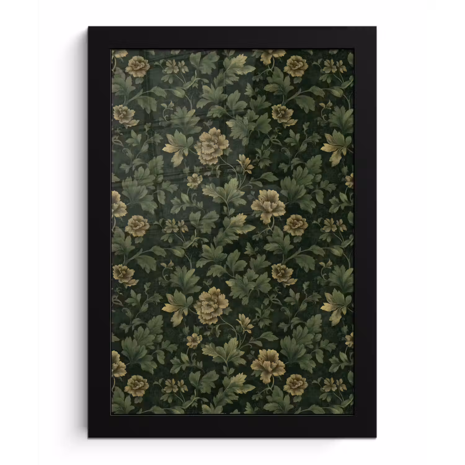 Donker - Groen - Goud - Botanisch fotolijst zwart zonder passe partout klein 224 -3d