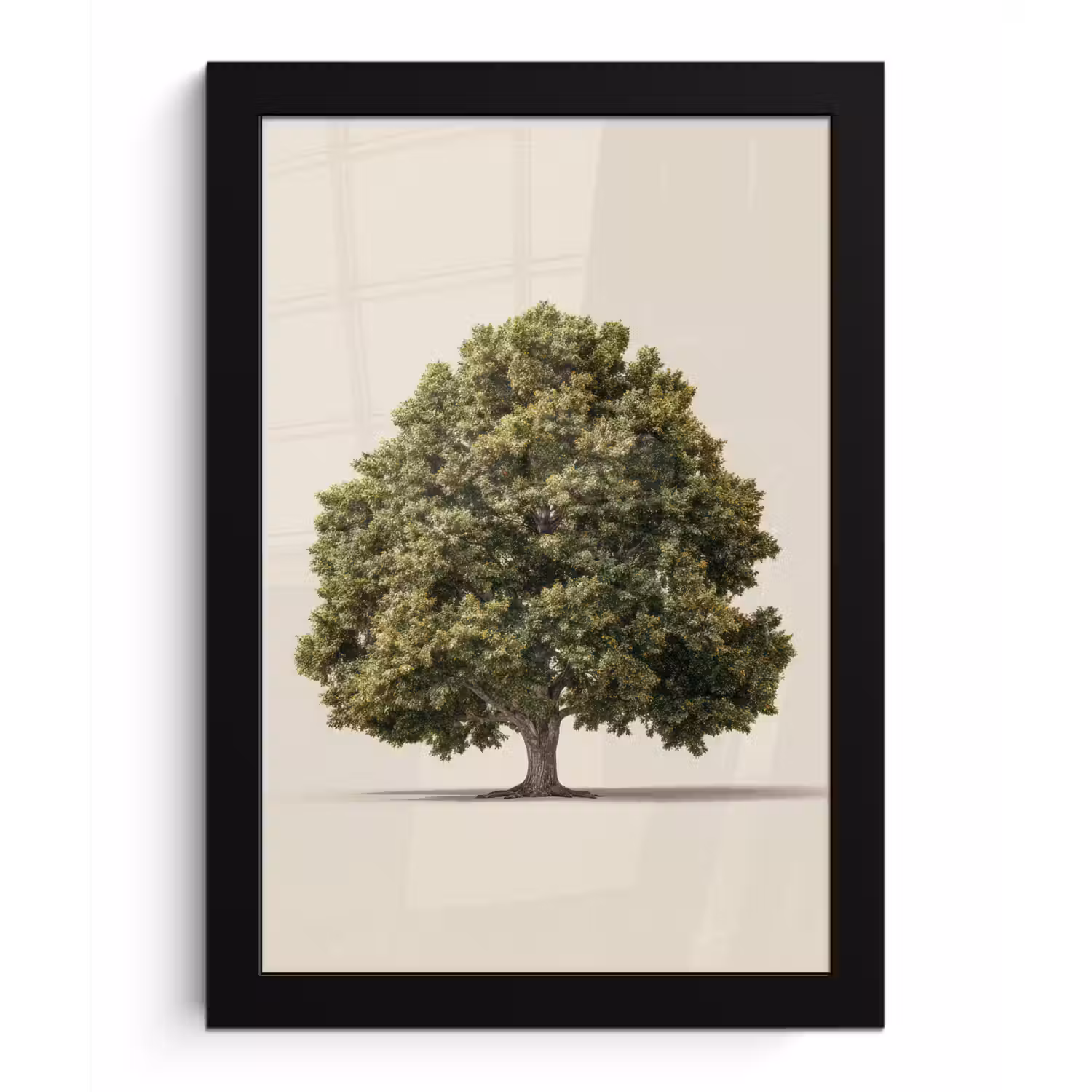 Eikenboom - Groen - Lichte achtergrond fotolijst zwart zonder passe partout klein -3d