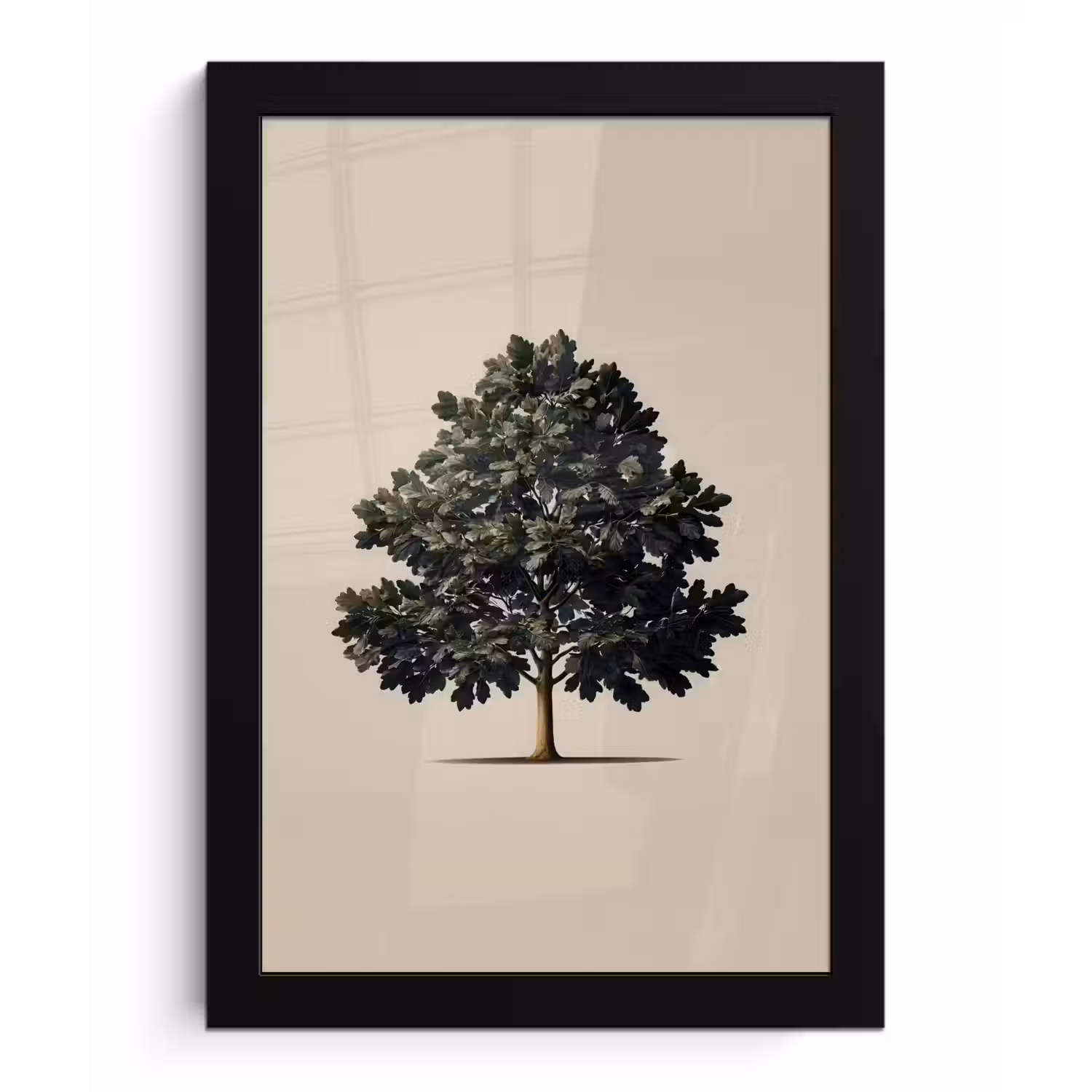 Eikenboom - Schaduw - Egaal fotolijst zwart zonder passe partout klein -3d