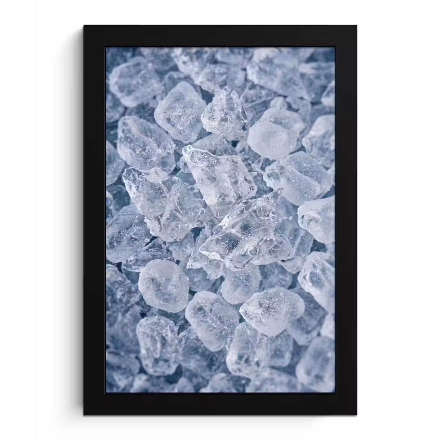 Ijsblokjes - Water - Blauw fotolijst zwart zonder passe partout klein -3d