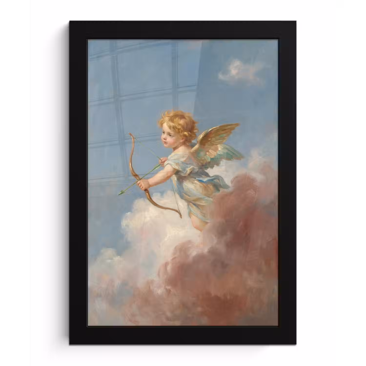 Engel - Pijl en boog - Mythologie - Klassiek fotolijst zwart zonder passe partout klein -3d
