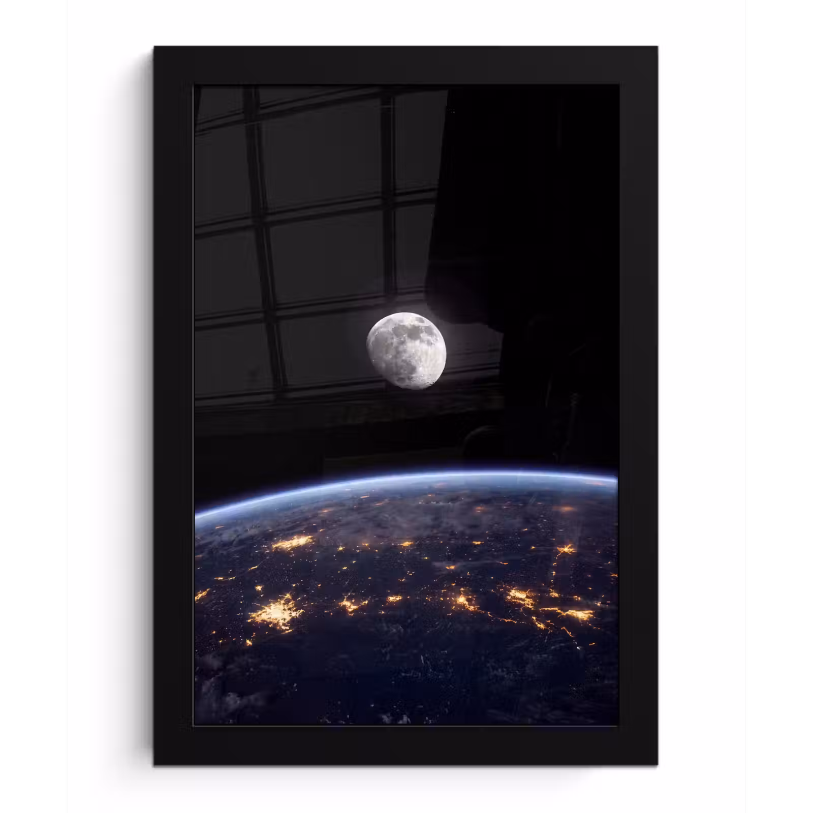 Bilder mit Rahmen - Erde – Nacht – Weltraum - Aarde - Nacht - Ruimte fotolijst zwart zonder passe partout klein