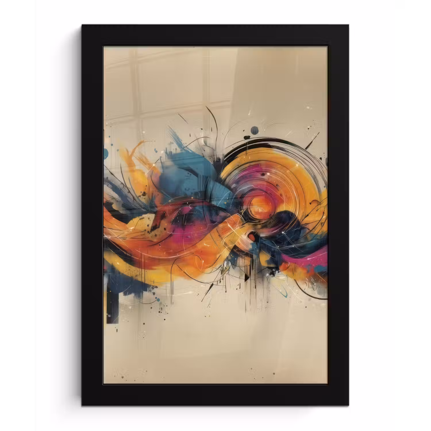 Explosie - Kleurrijk - Vormen - Abstract fotolijst zwart zonder passe partout klein -3d