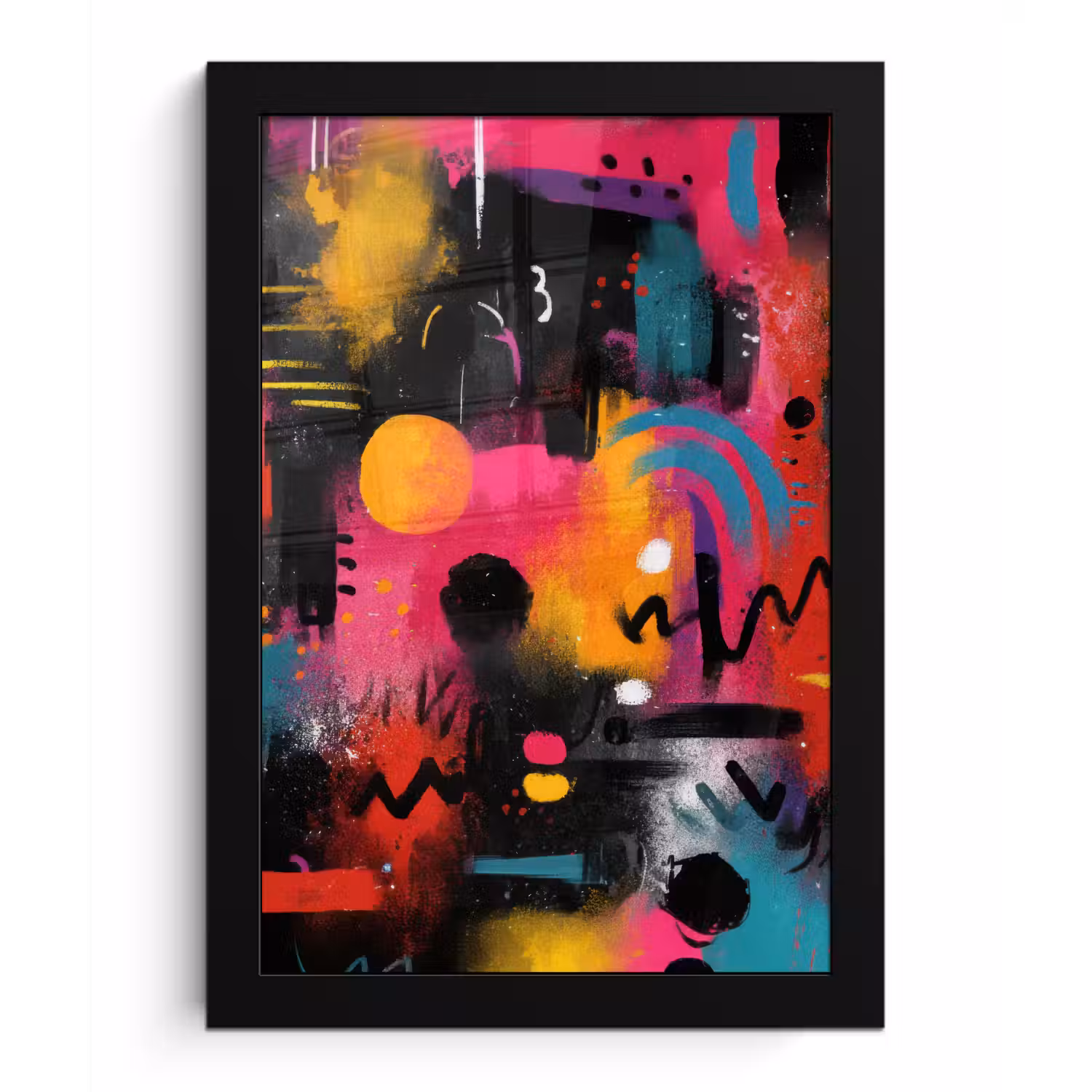 Kleurvlakken - Vormen - Kleurrijk - Abstract fotolijst zwart zonder passe partout klein -3d
