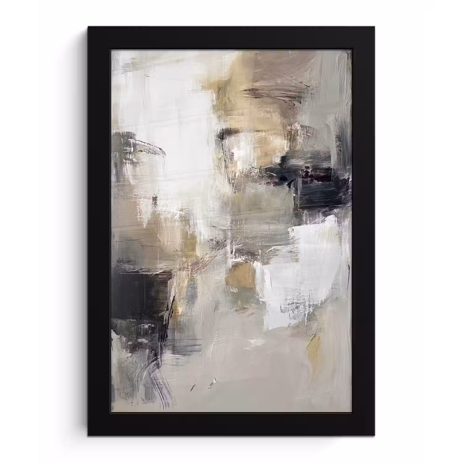Kleurenpalet - Penseelstreken - Beige - Nevelig fotolijst zwart zonder passe partout klein -3d