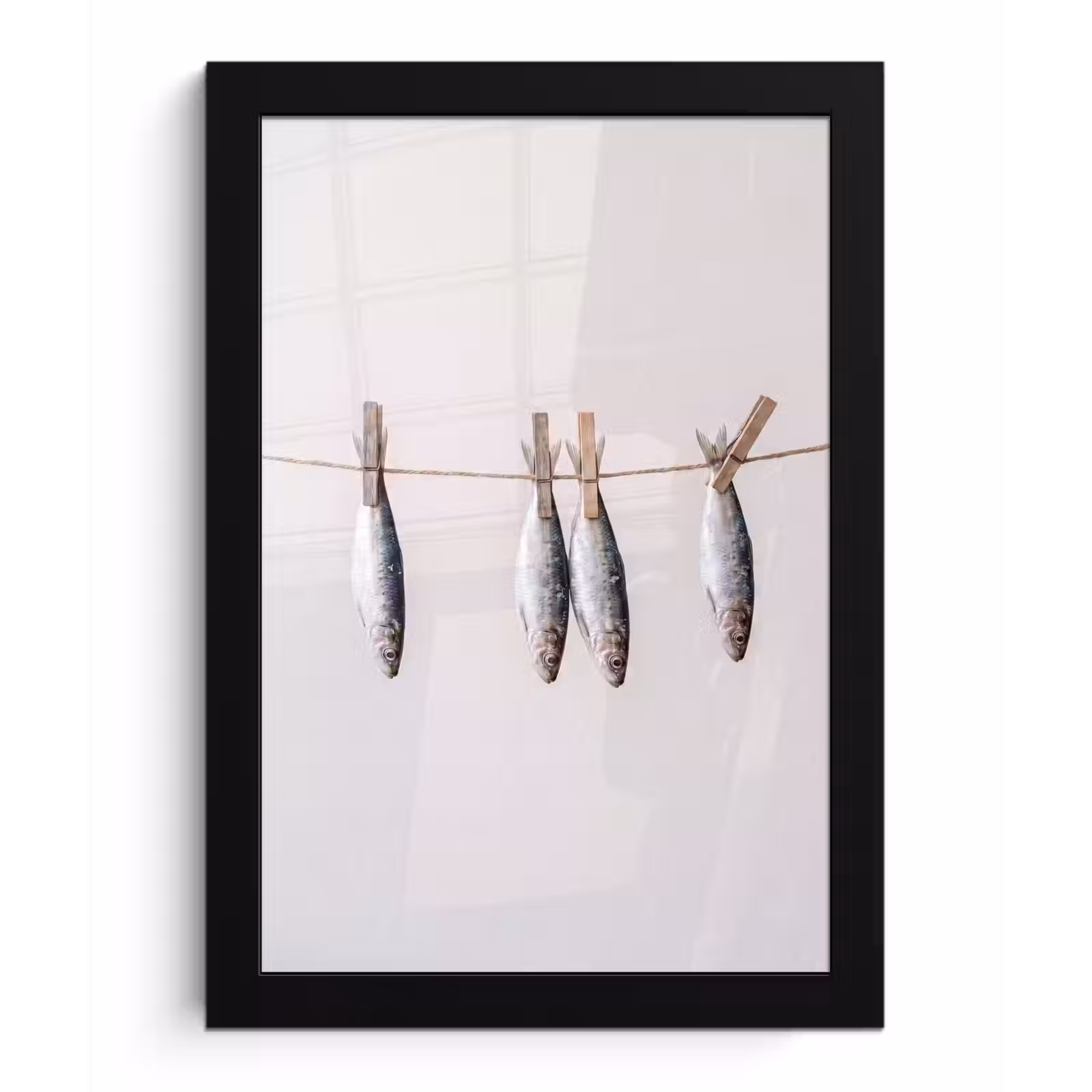 Bilder mit Rahmen - Fisch – Hängend – Essen - Vis - Hangend - Eten fotolijst zwart zonder passe partout klein