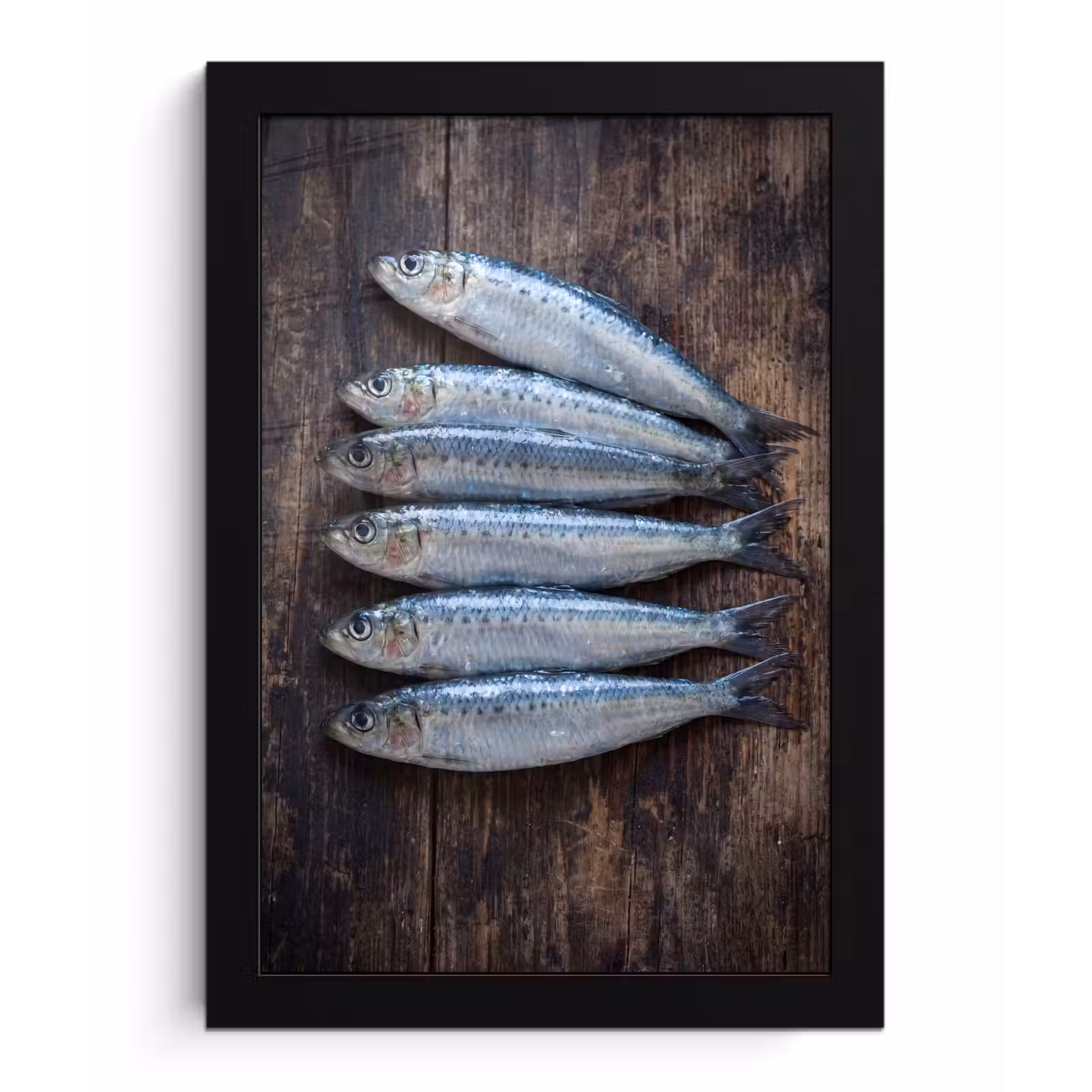 Bilder mit Rahmen - Fisch – Holz – Essen - Vis - Hout - Eten fotolijst zwart zonder passe partout klein