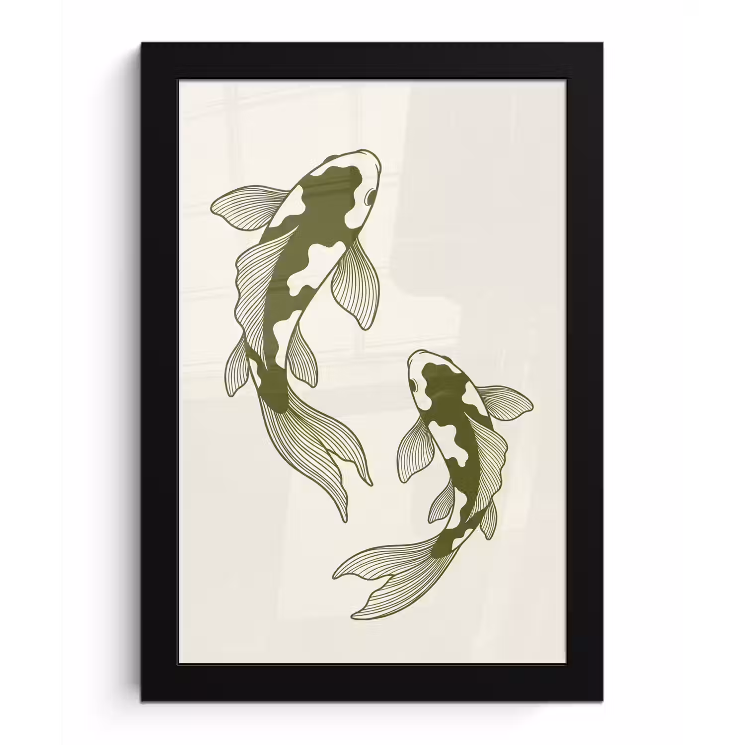 Vis - Zwemmend - Groen - Abstract - Dieren fotolijst zwart zonder passe partout klein -3d