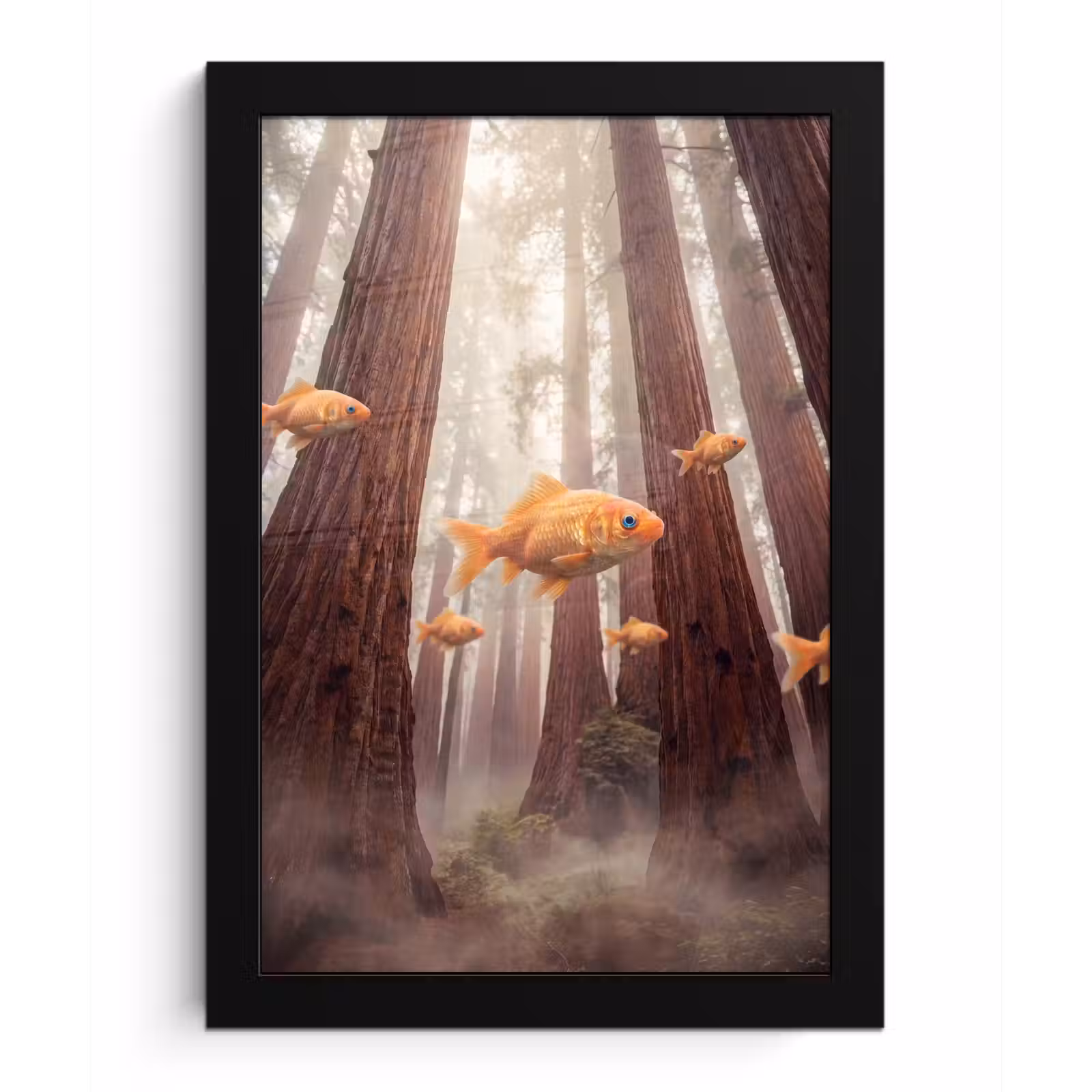Bilder mit Rahmen - Fisch – Wald – Fantasie - Vis - Bos - Fantasie fotolijst zwart zonder passe partout klein