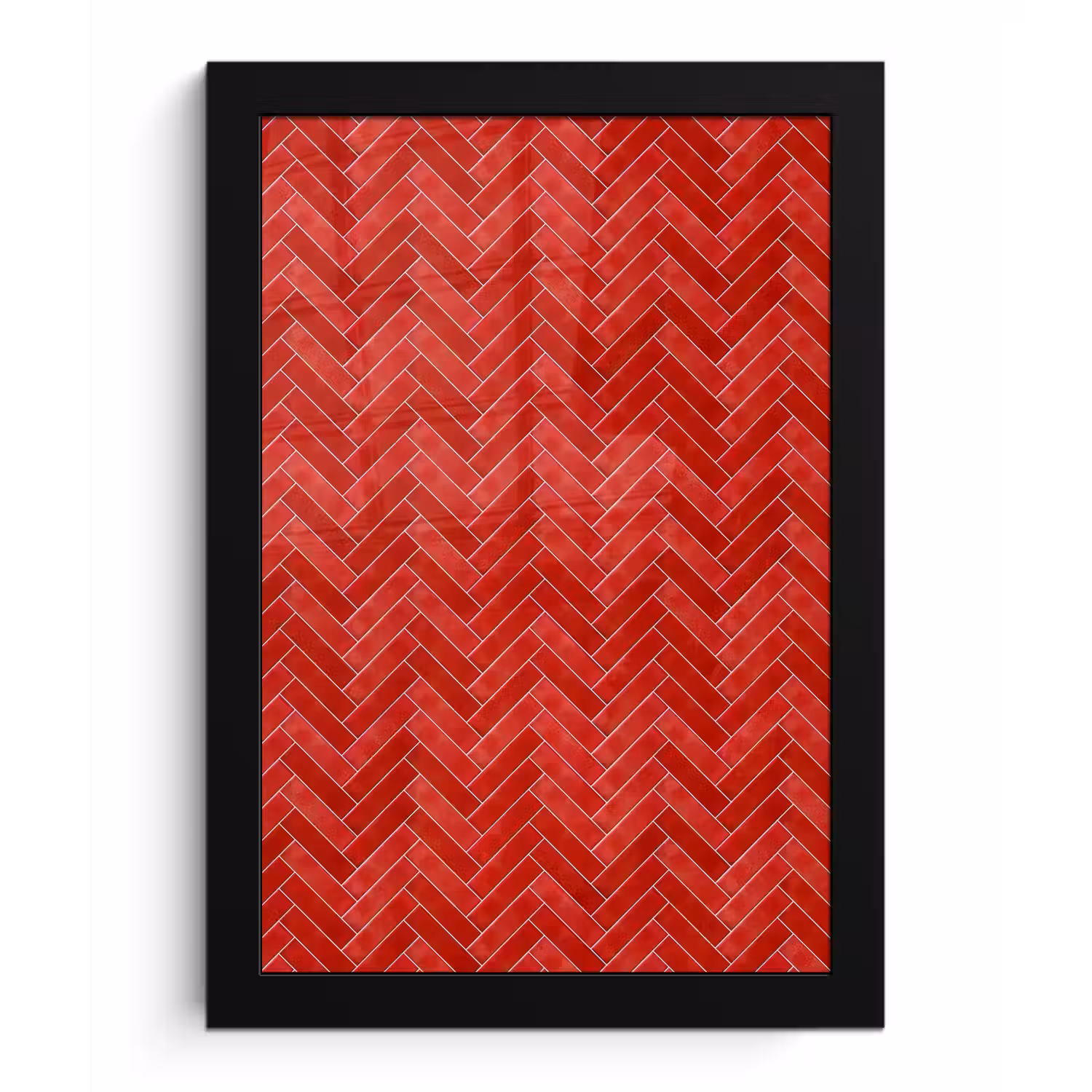 Visgraat - Tegel - Rood fotolijst zwart zonder passe partout klein 224 -3d