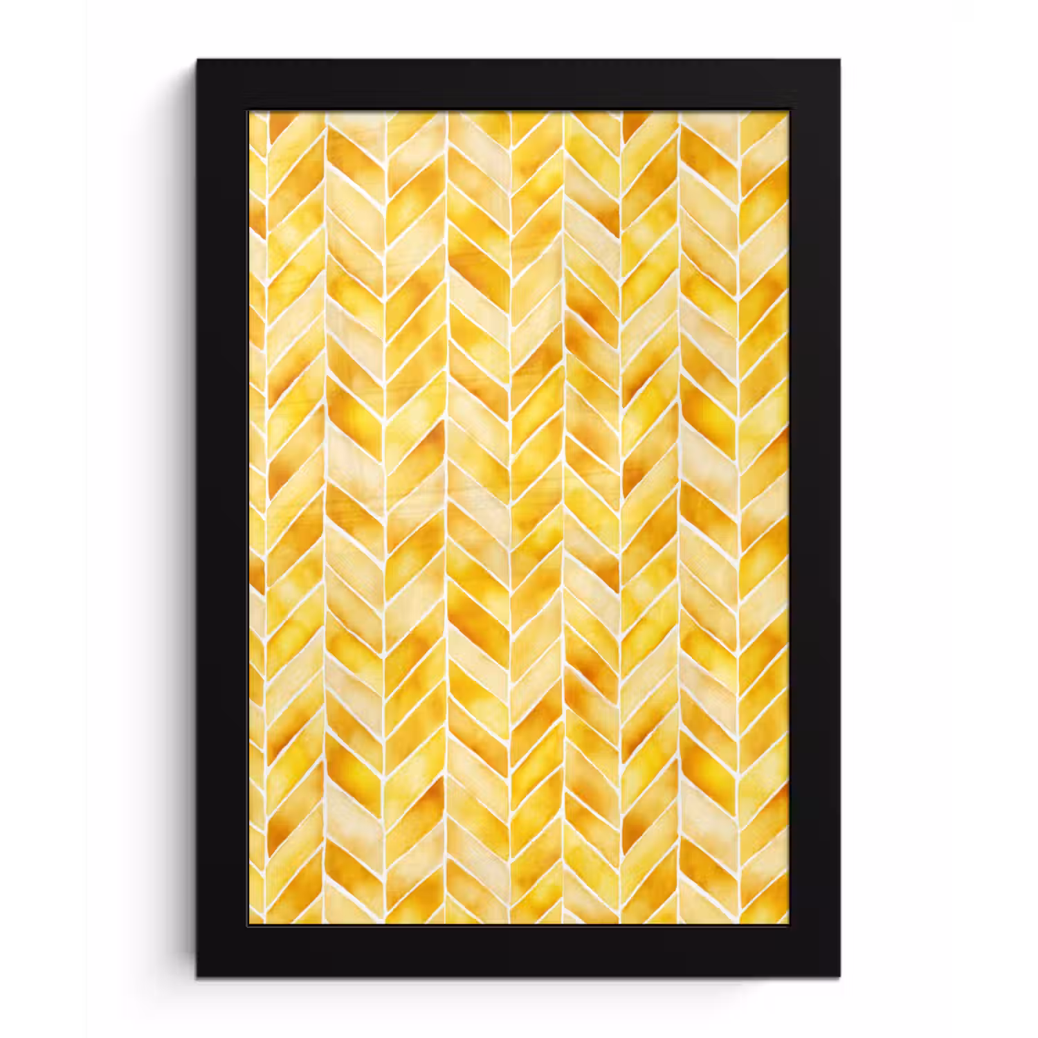 Visgraat - Aquarel - Patronen - Goudgeel fotolijst zwart zonder passe partout klein 224 -3d