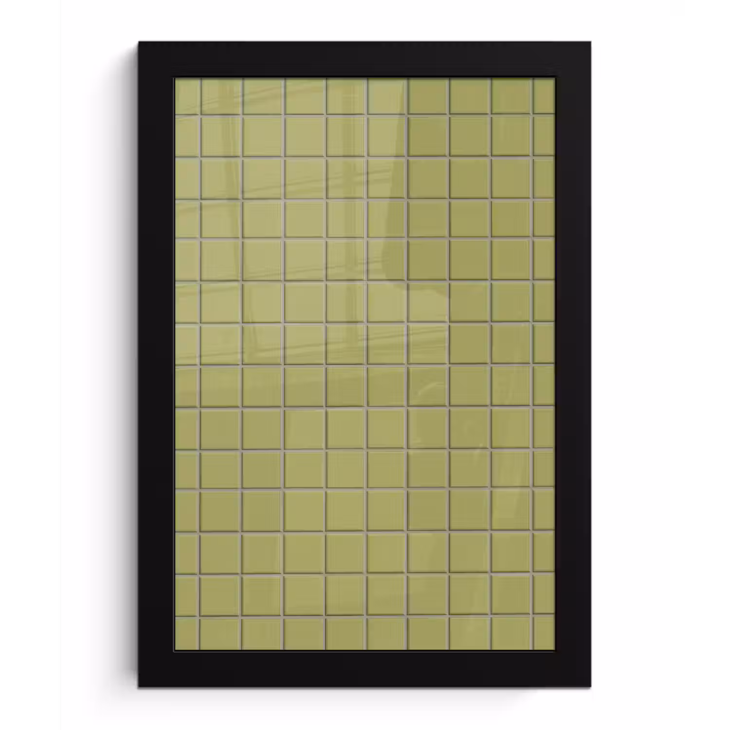 Tegel - Patroon - Olijfgroen fotolijst zwart zonder passe partout klein 224 -3d