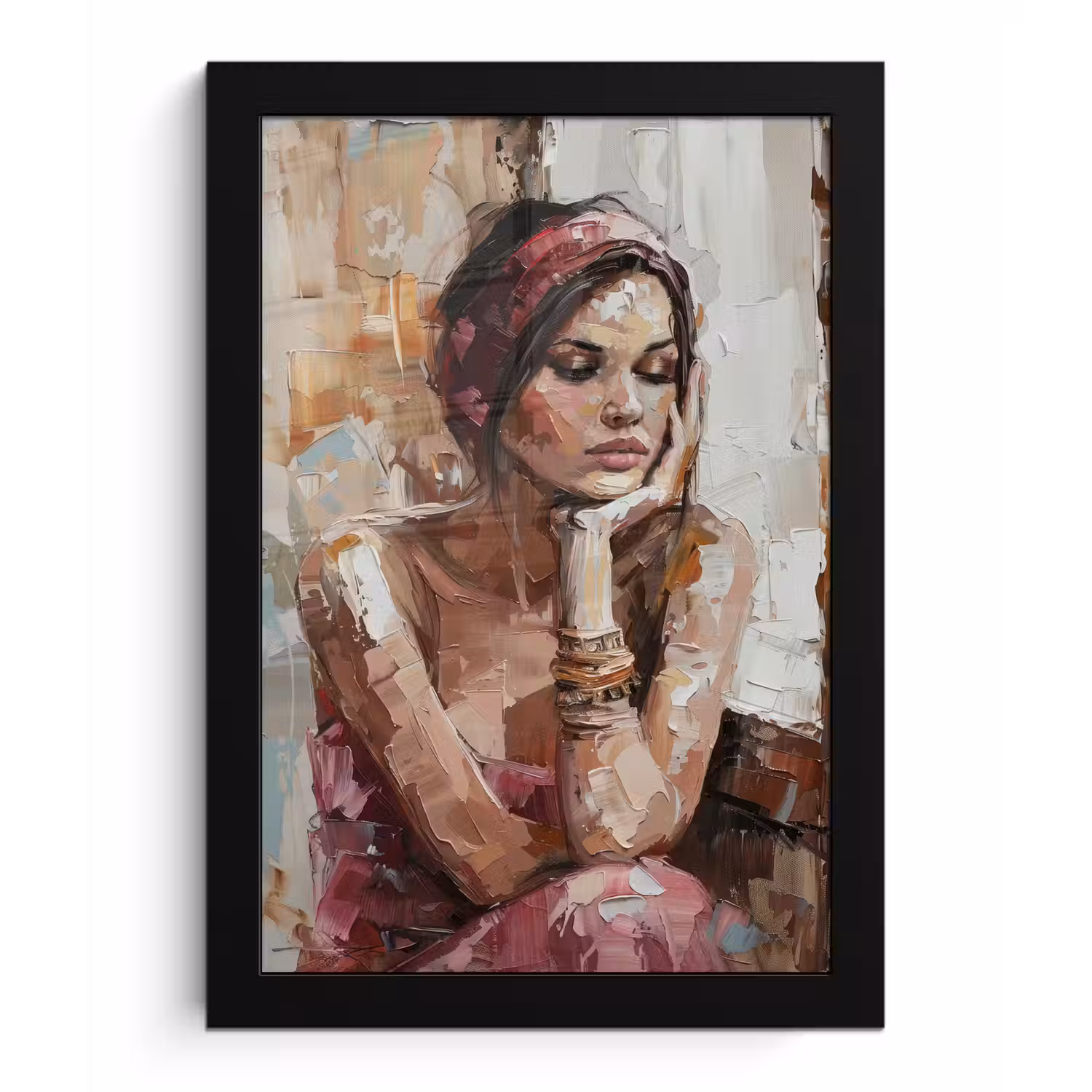 Vrouw - Verflook - Portret - Modern fotolijst zwart zonder passe partout klein -3d
