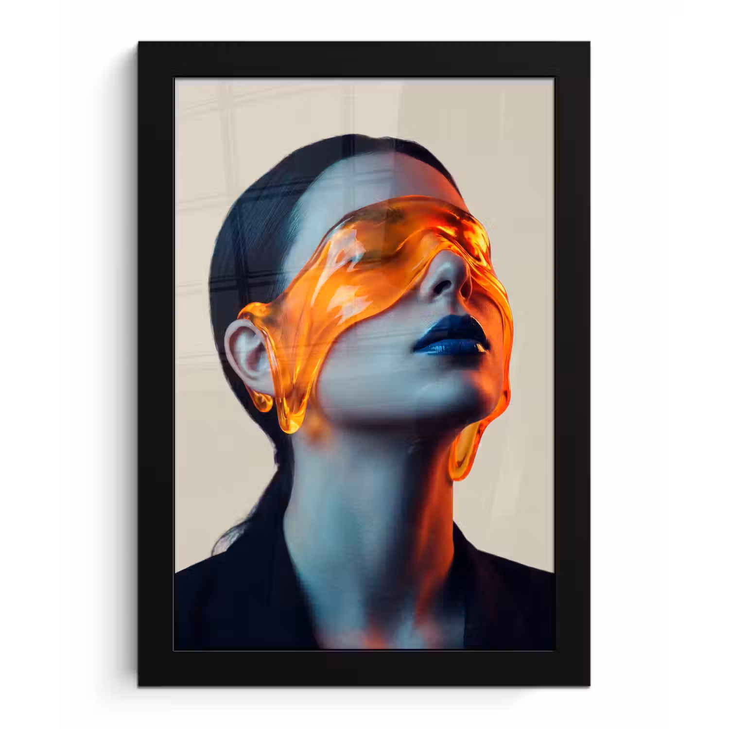 Vrouw - Oranje - Abstract - Modern - Kleurrijk fotolijst zwart zonder passe partout klein -3d