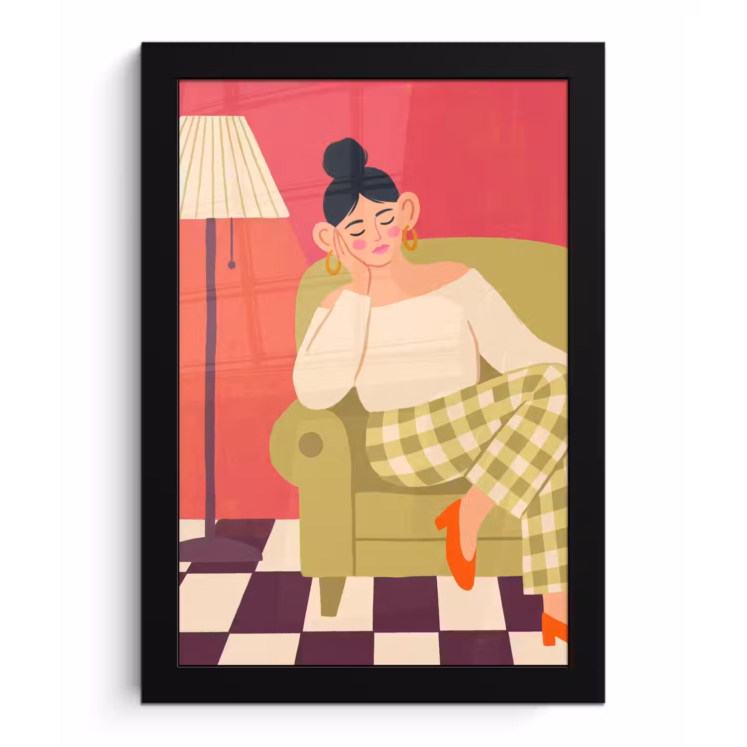 Vrouw - Rust - Interieur - Modern - Kunst fotolijst zwart zonder passe partout klein -3d