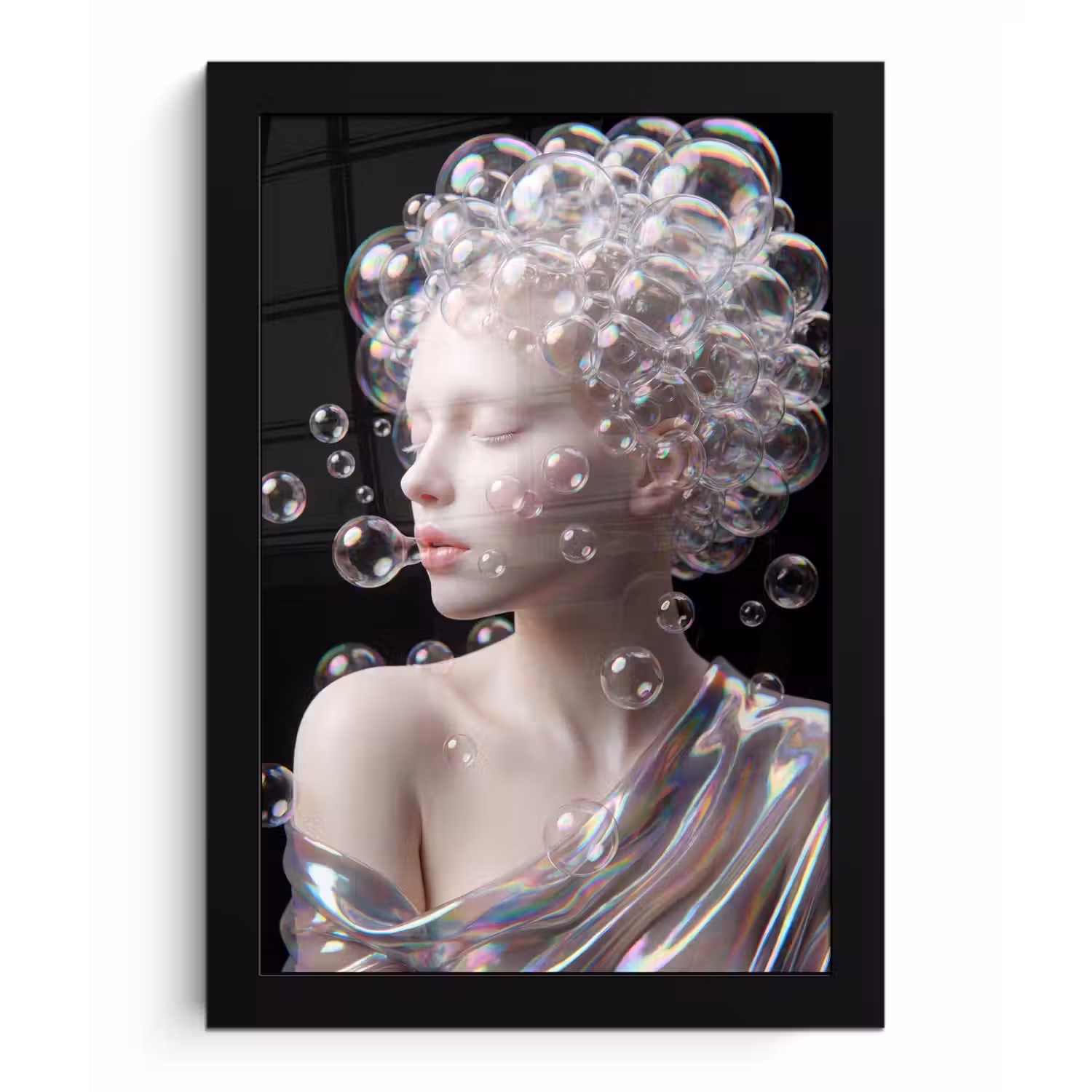 Vrouw - Bellen - Abstract - Kleurrijk fotolijst zwart zonder passe partout klein -3d
