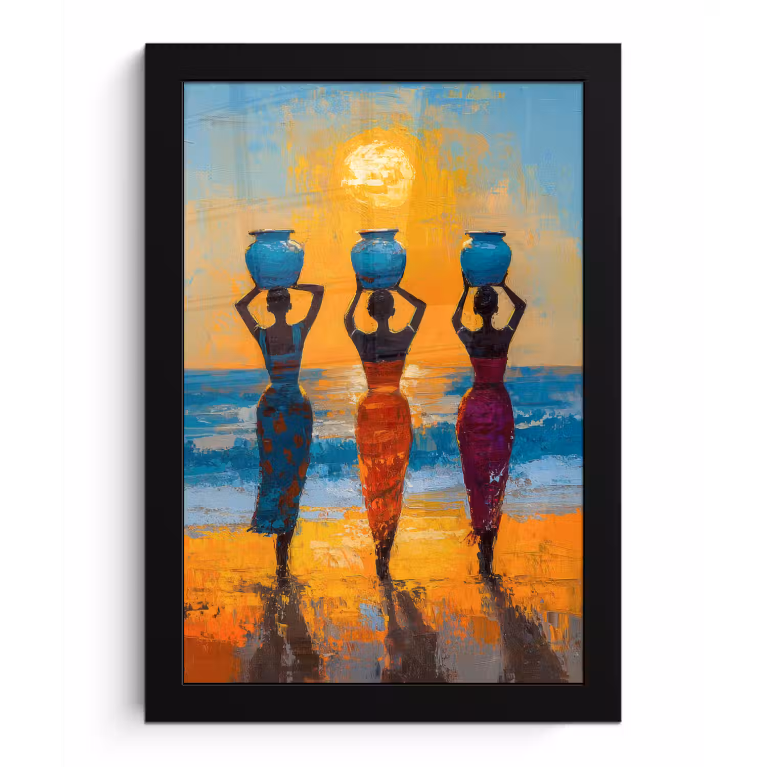 Vrouwen - Strand - Zondsondergang fotolijst zwart zonder passe partout klein -3d