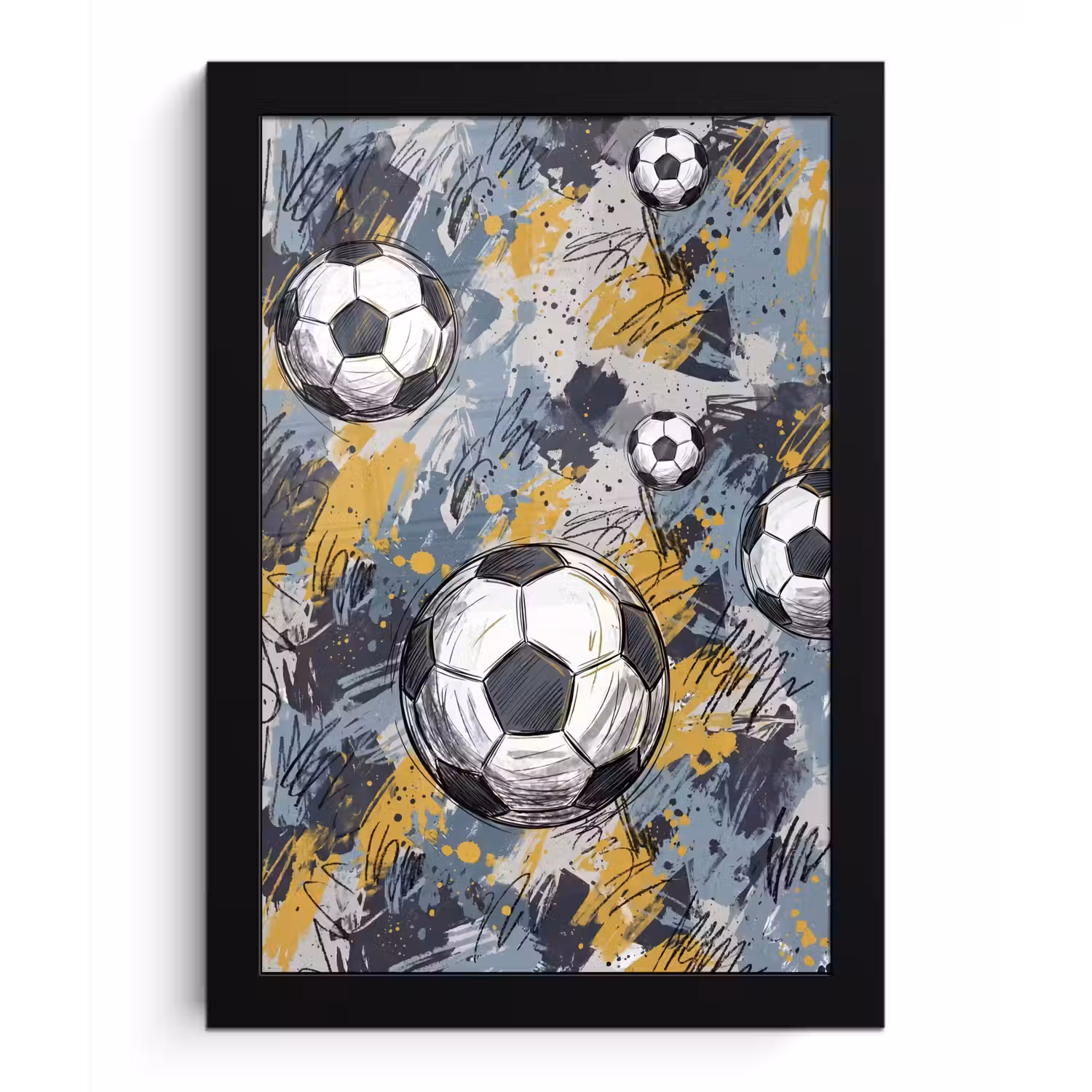 Voetbal - Abstract - Sport - Kleurrijk fotolijst zwart zonder passe partout klein -3d