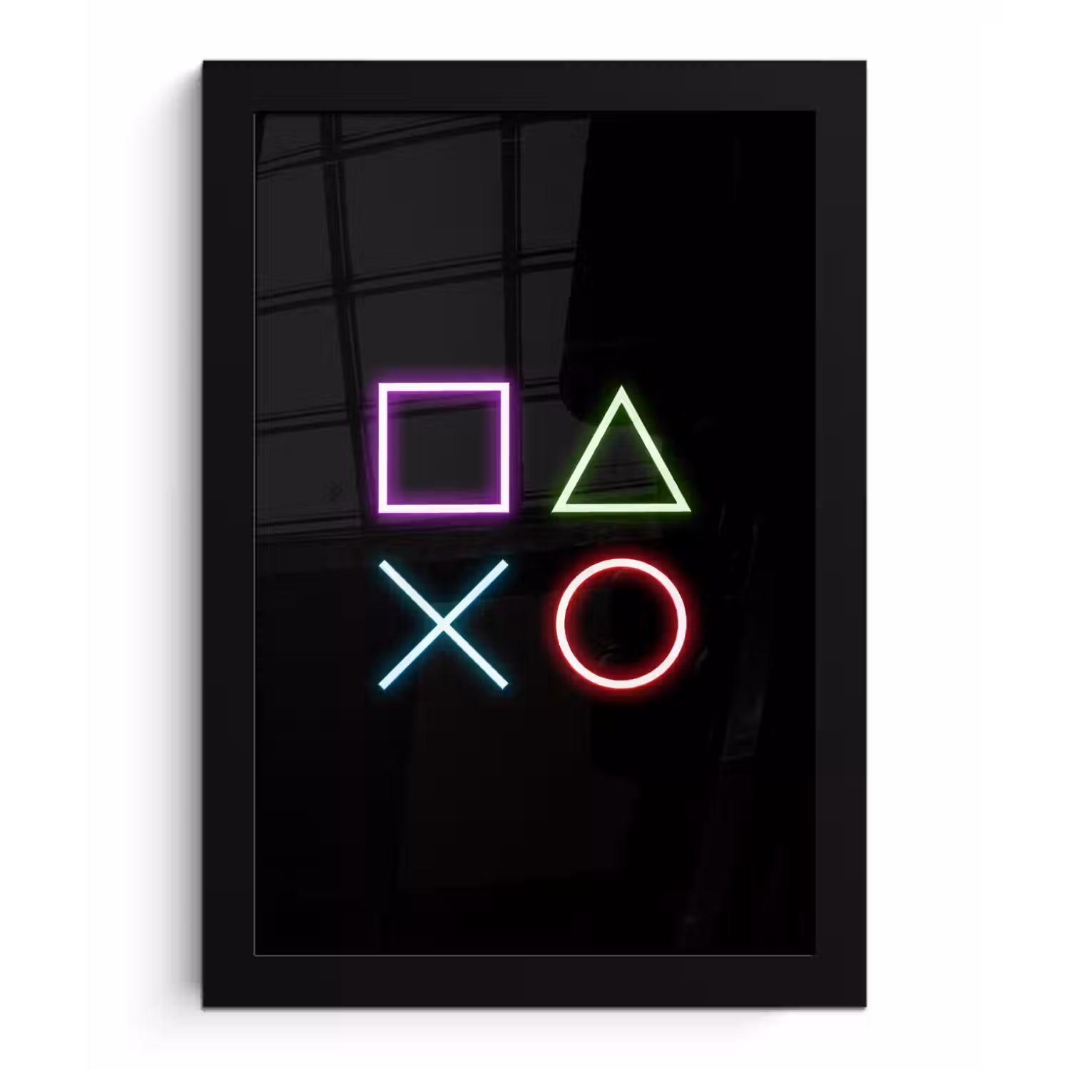 Gaming - Neon - Console - Zwart - Controller - Gamen fotolijst zwart zonder passe partout klein -3d
