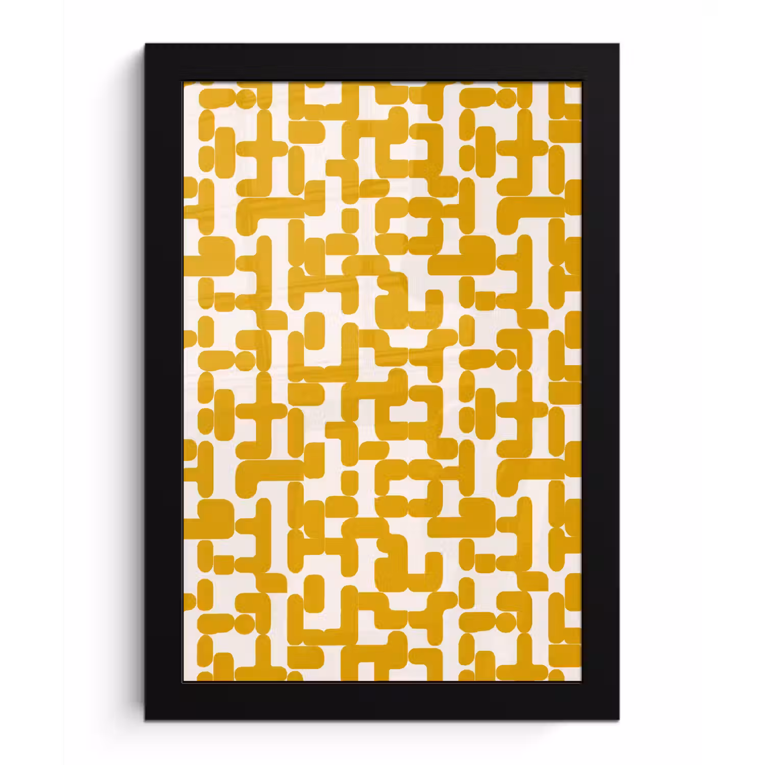 Geel - Beige - Patroon fotolijst zwart zonder passe partout klein 224 -3d