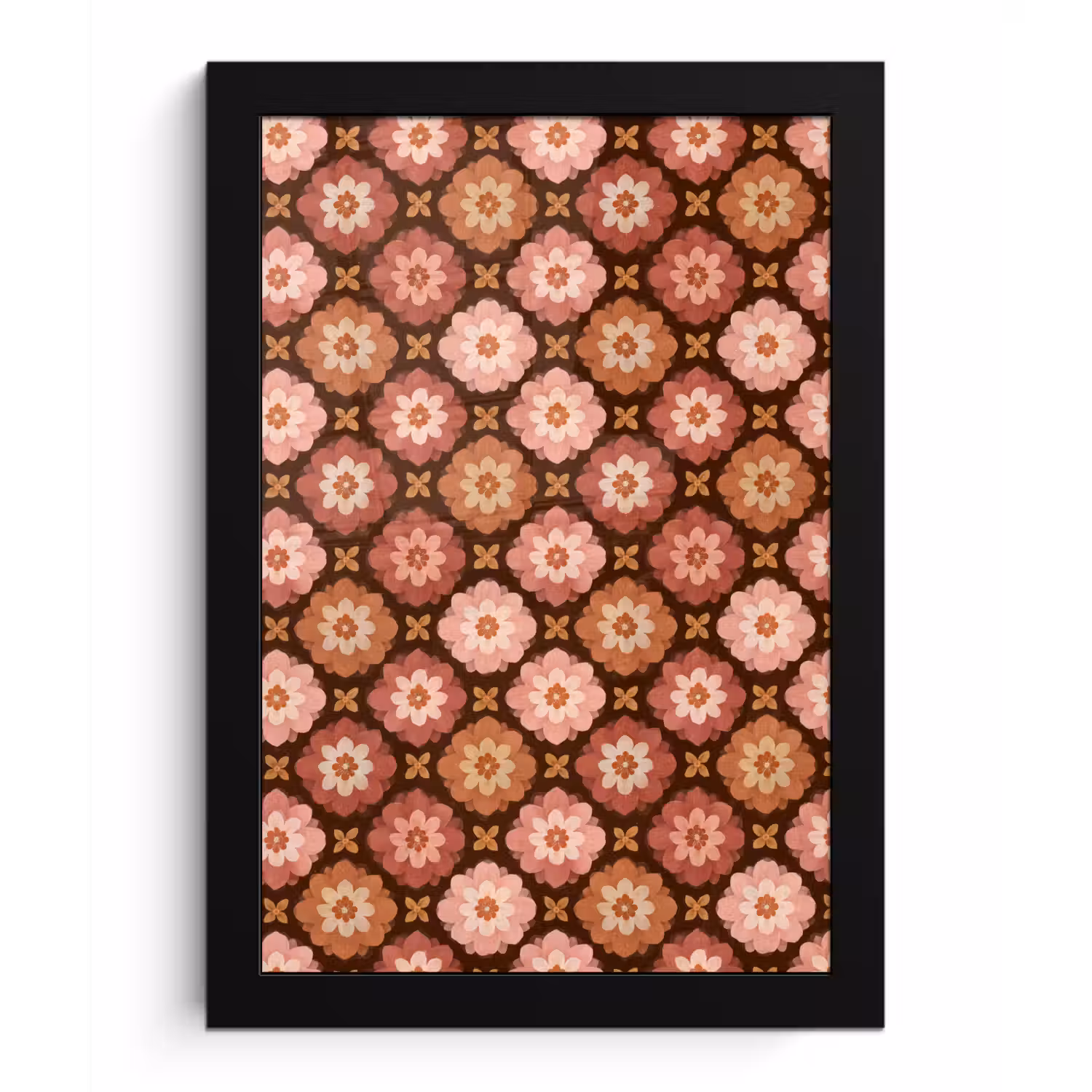 Geometrisch - Bloemen - Kleurrijk fotolijst zwart zonder passe partout klein 224 -3d